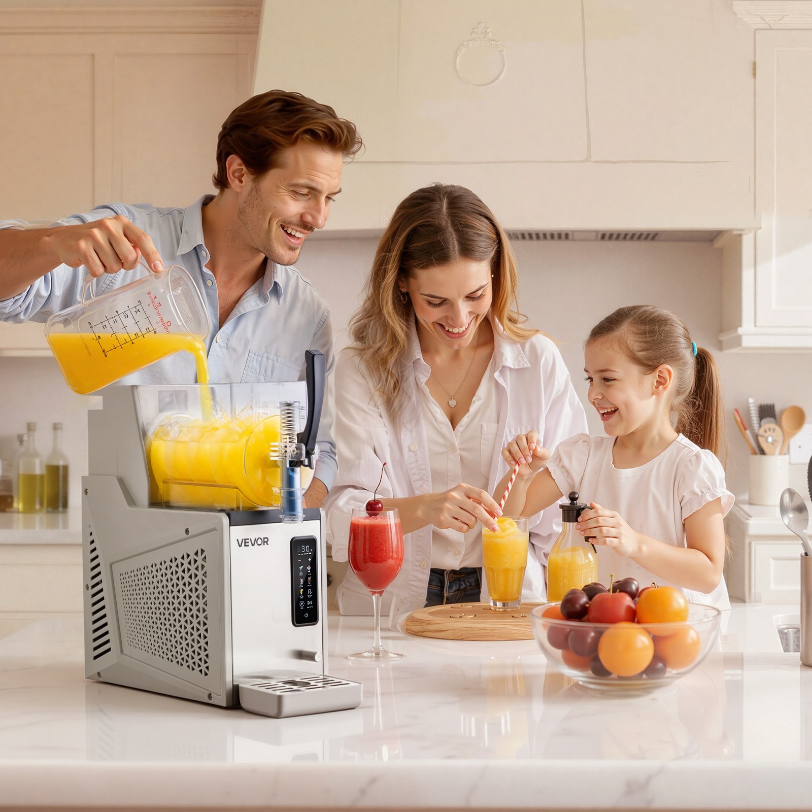 VEVOR Slushie Machine 3/4/6L No Ice Needed Frozen Drink Maker Single/Dual Tank