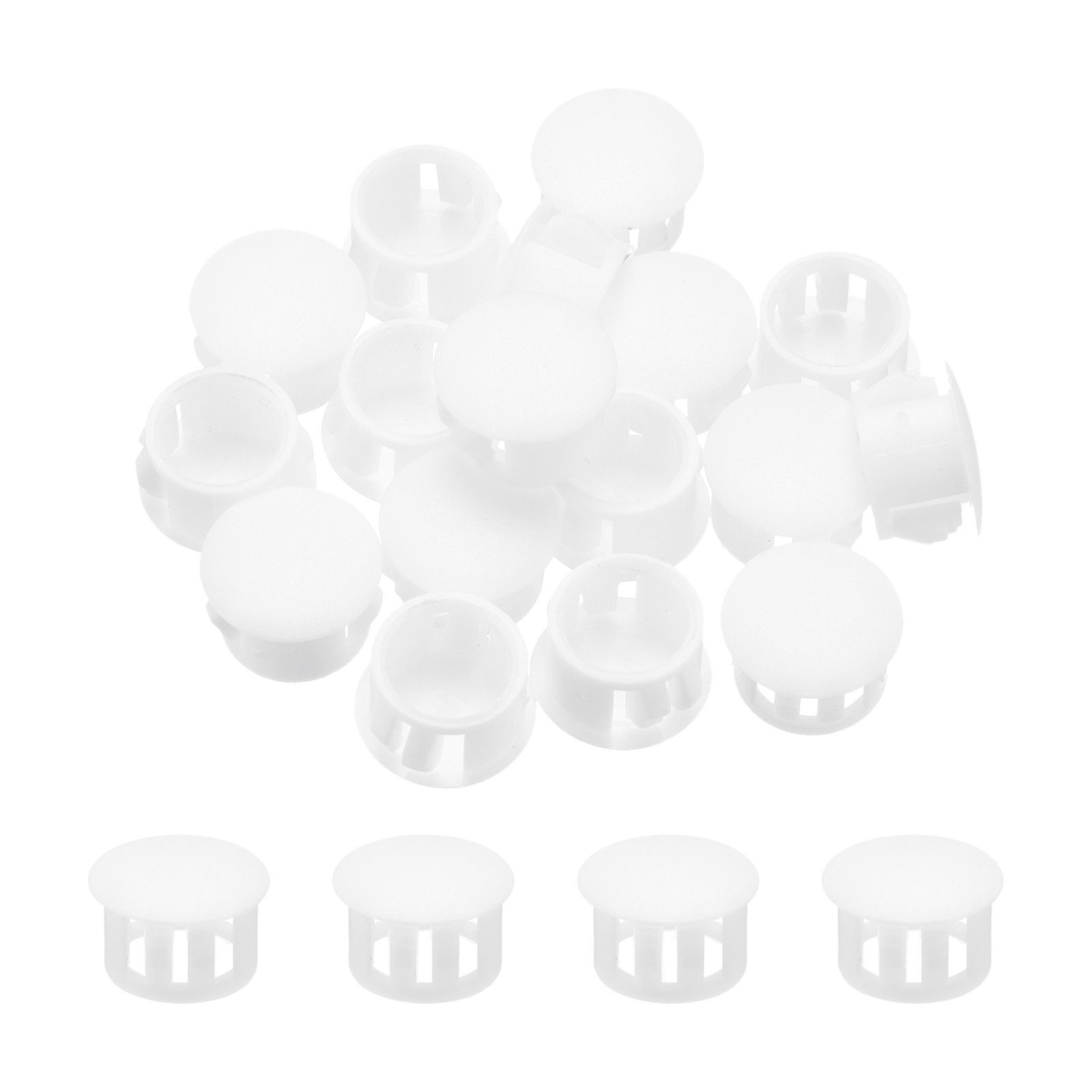 32Pcs 14mm(5/9′) White Nylon Plastic Round Locking Hole Plugs Insert End Caps