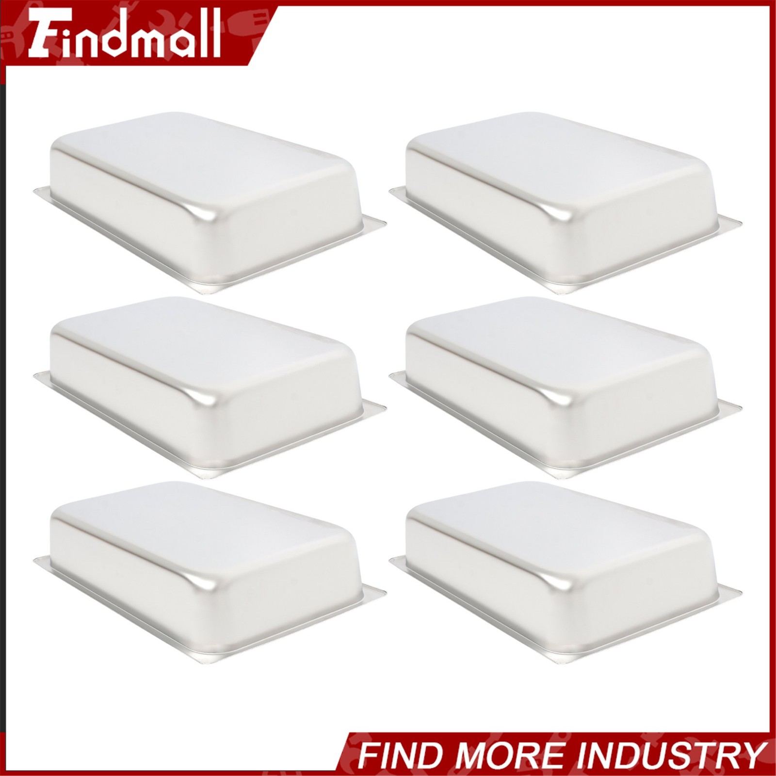Findmall 6 Pack 4″ Deep Steam Table Pan Hotel Pans Food Prep Stainless Steel