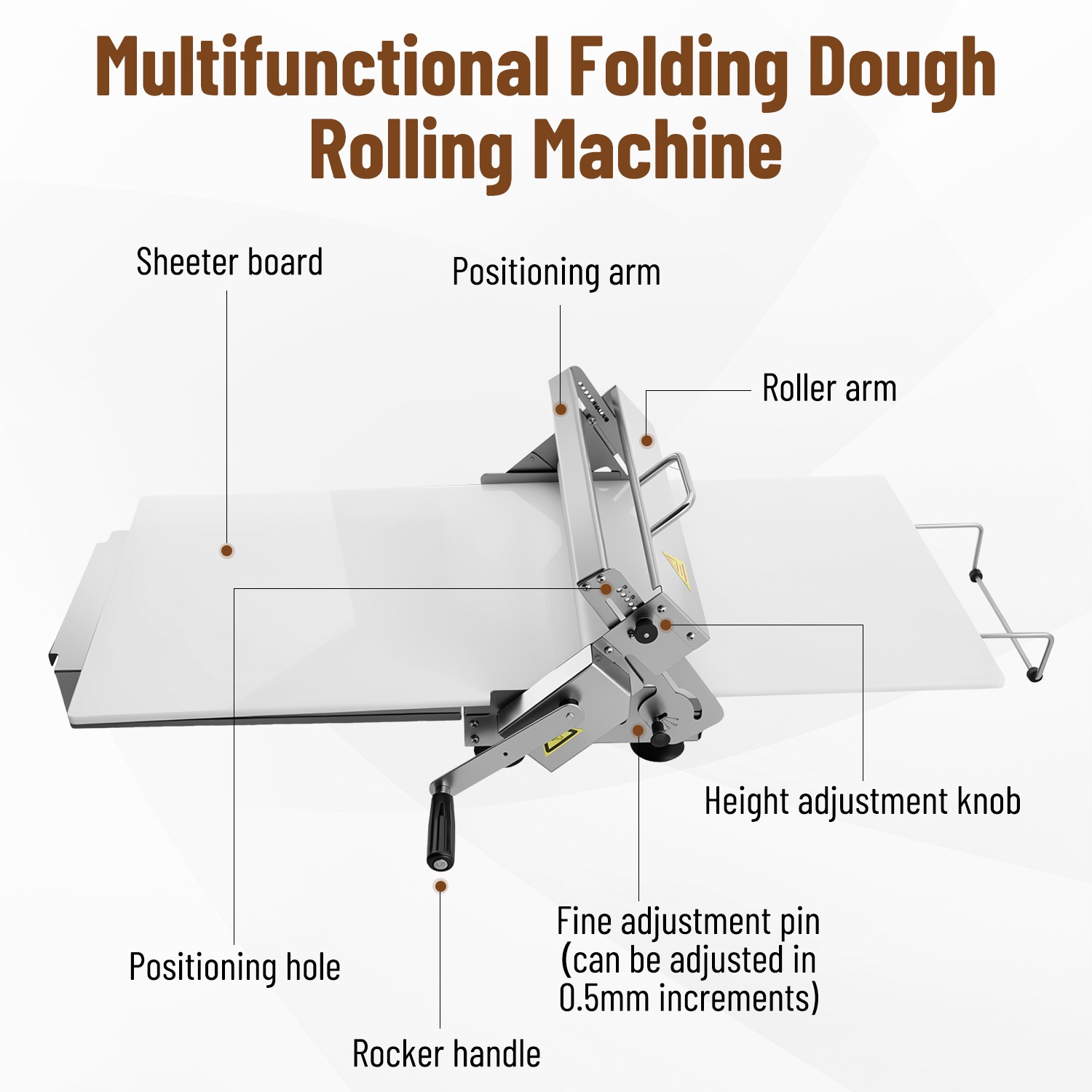 0.2-27mm Croissant Dough Press Machine Manual Pastry Dough Sheeter Dough Roller