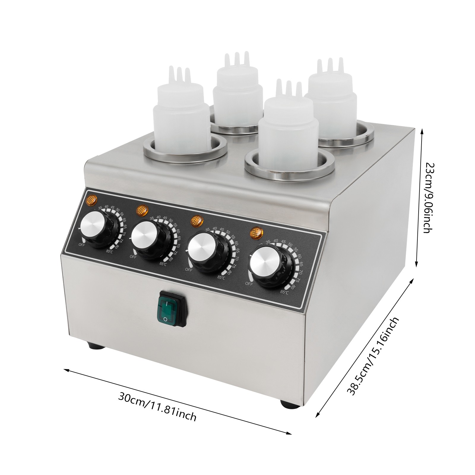 800W Electric Sauce Warm Heat Machine Sauce Warmer Dispenser w/Squeeze Bottle