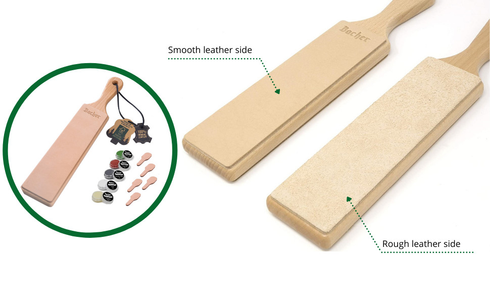Premium Leather Strop for Knife Sharpening with Polishing Compound – Double