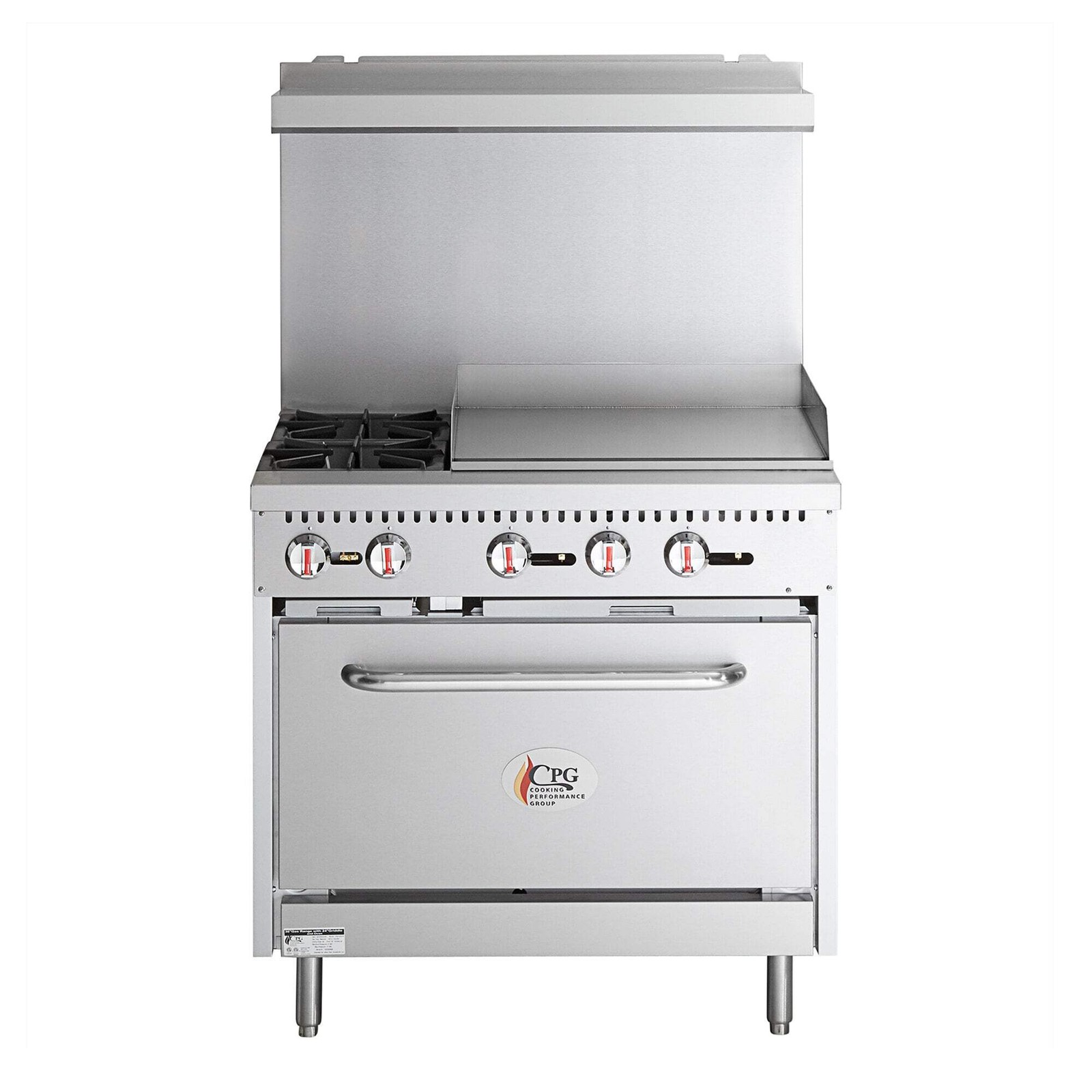 Natural Gas 2 Burner 36″ Range with 24″ Griddle and Standard Oven – 130,000 BTU