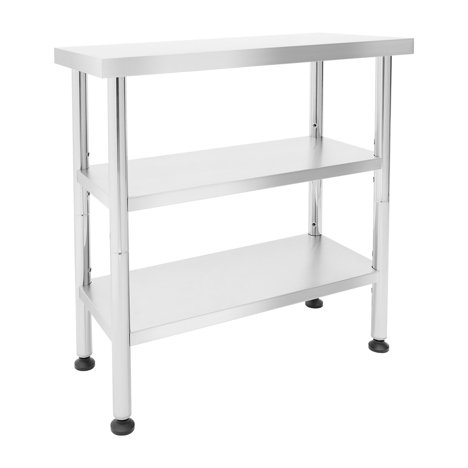 30*14*35in Utility Table, 3 Tiers Work Table, Metal Work Bench With 4* Casters
