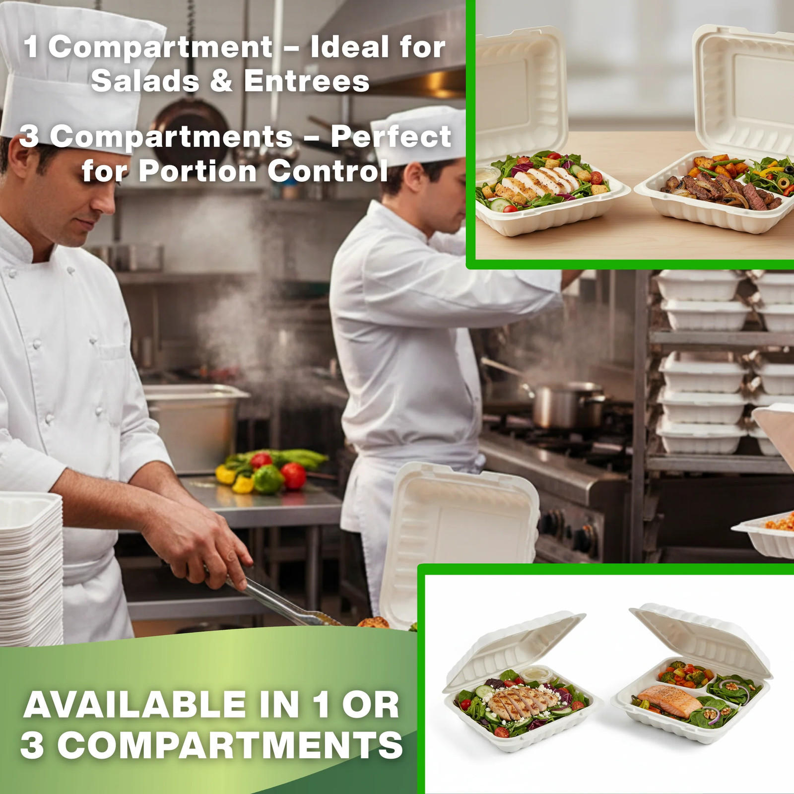 ProTakeOut, [ 8″ x 8″] 150 Pack (150/1)| Hinged Vented Take-Out Containers