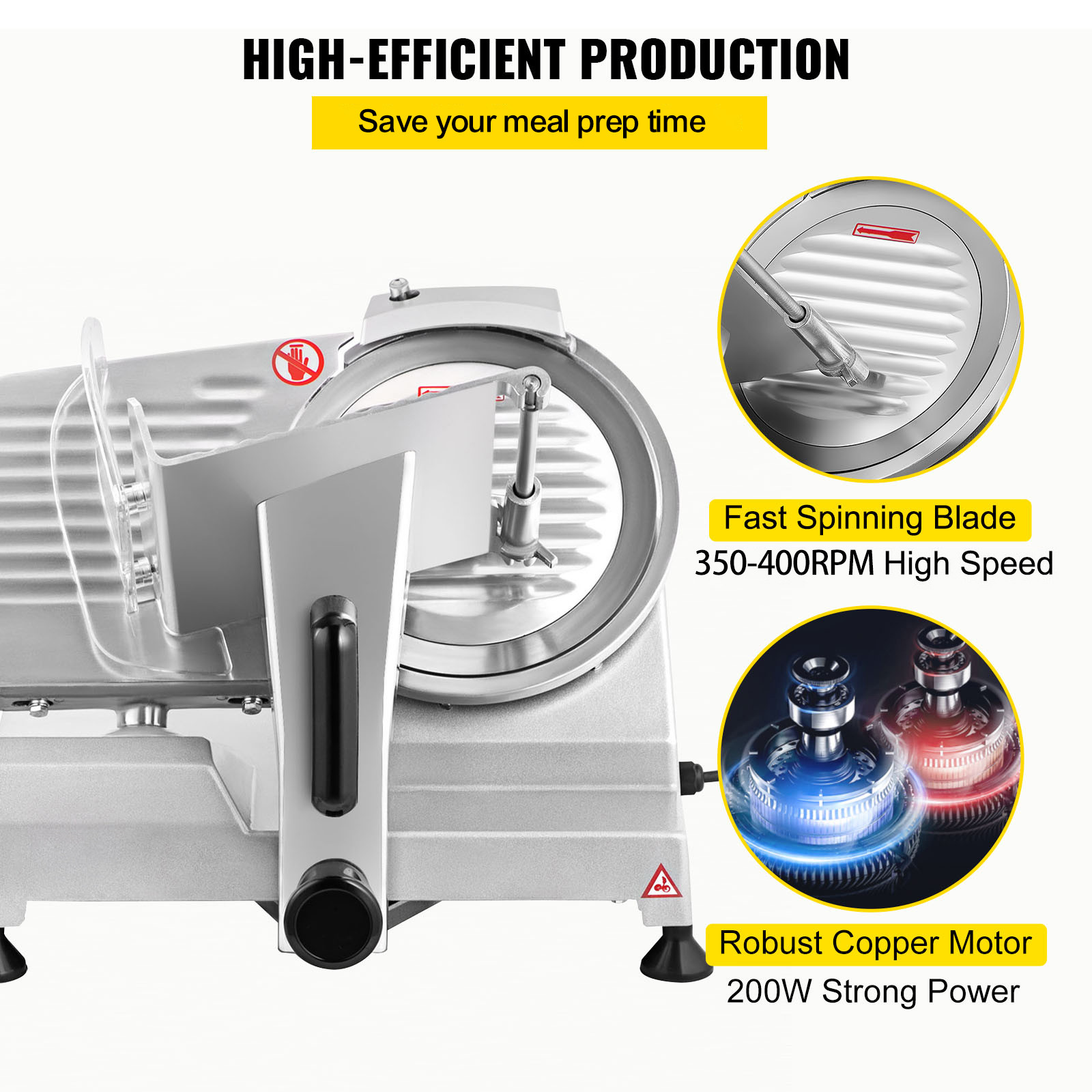 VEVOR Commercial 8″ Electric Meat Slicer Deli Food Cheese Slicer Cutter 200W