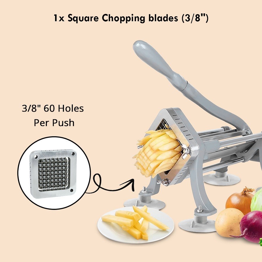WYZworks 3/8″ Inch 3-Hole Replacement Blades & Pusher for French Fry Cutter