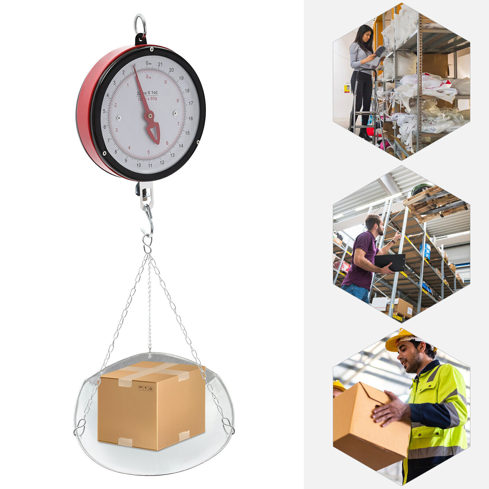 10kg/22lbs Double-sided Supermarkets Dial Hanging Scale Circular Hanging Scale