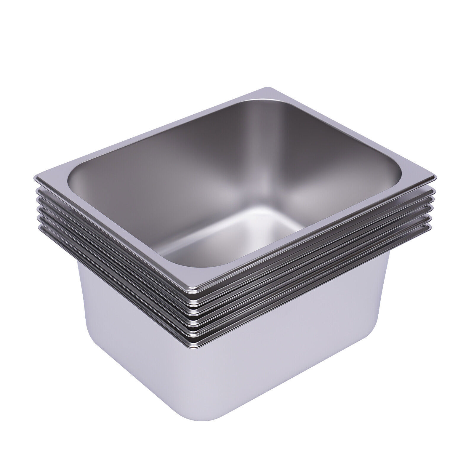 6PACK 1/2 Size 6″ Deep Stainless Steel Hotel Steam Prep Table Buffet Food Pan US