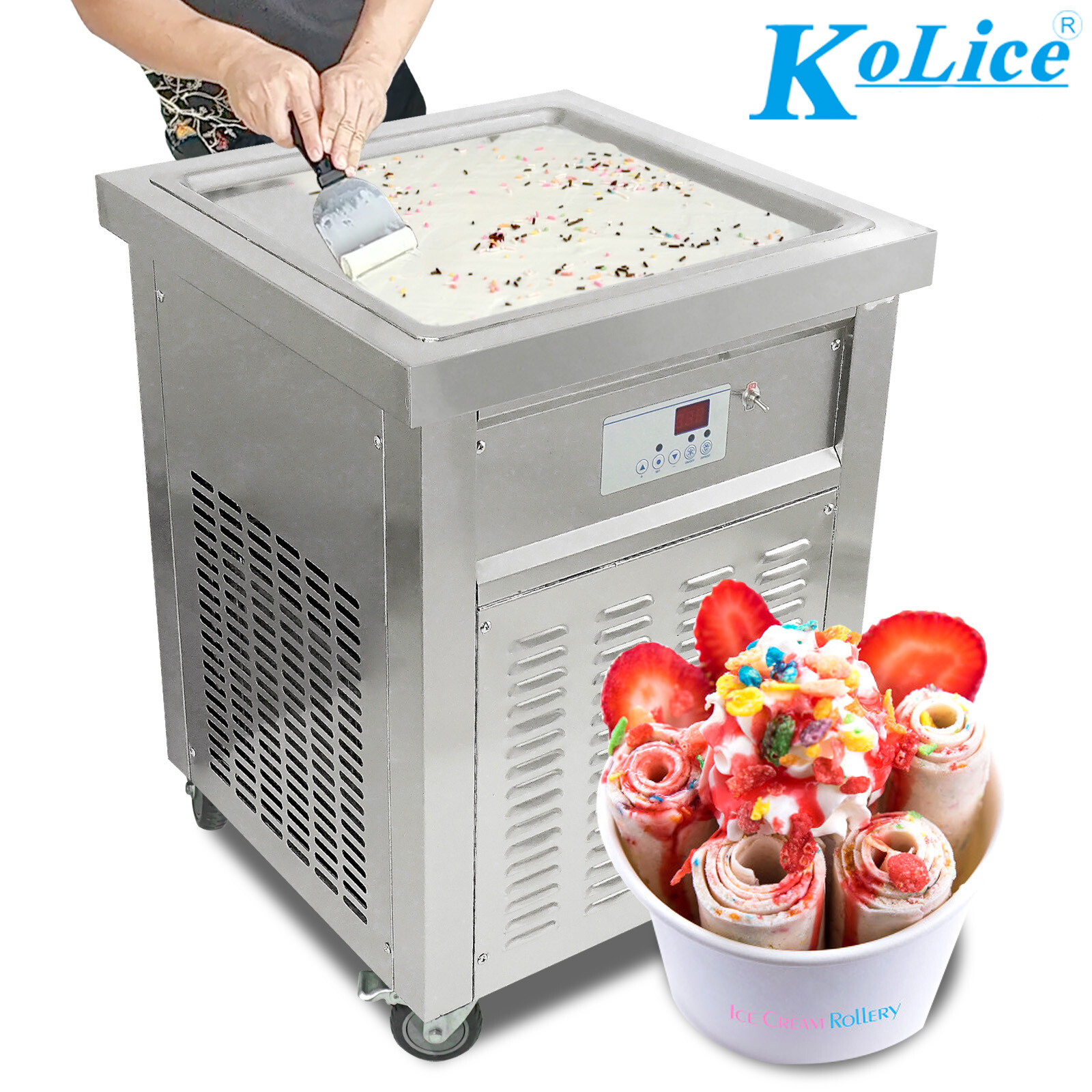 Kolice ELT fried ice ceram machine,rolled ice cream machine 21»x21» square pan