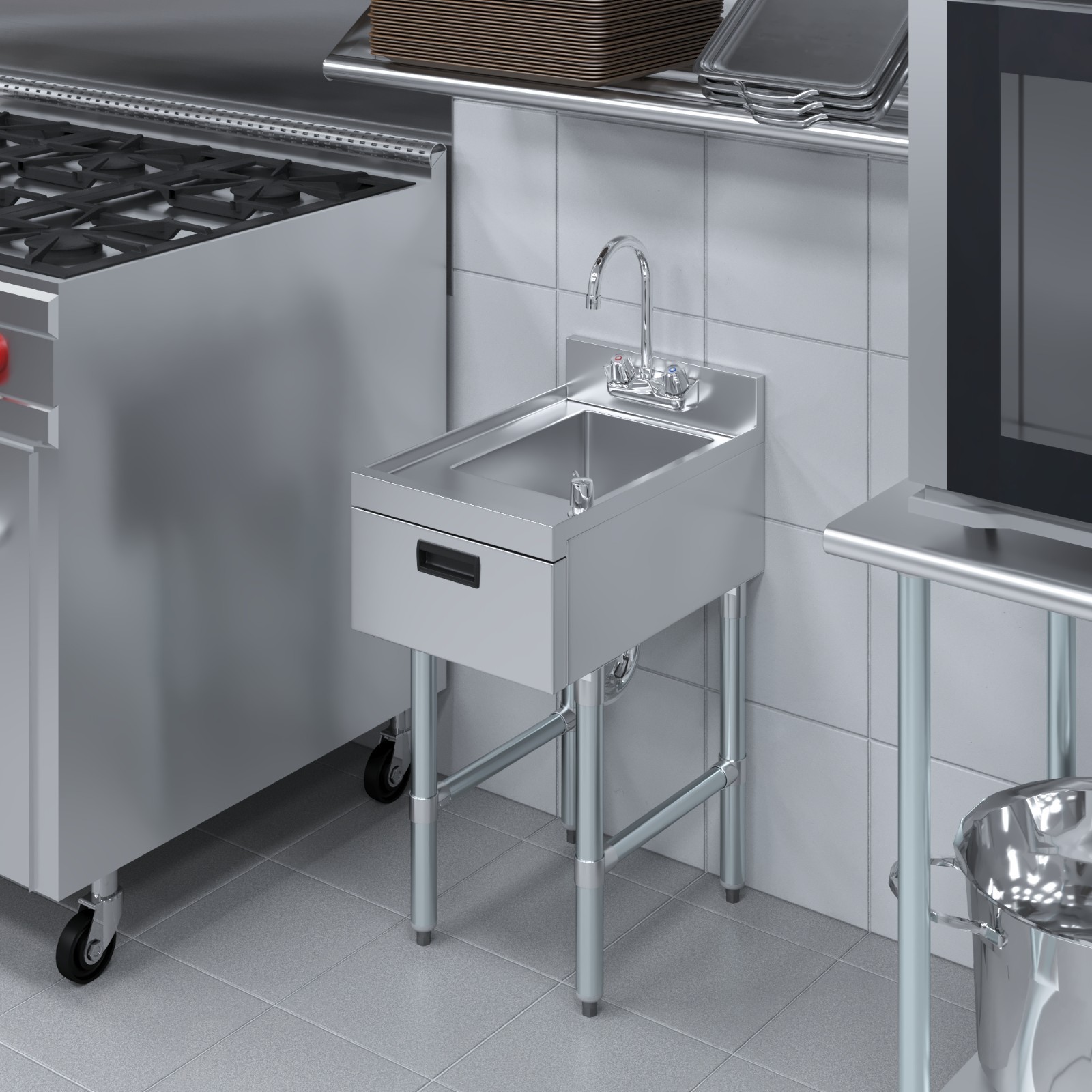 22 in. x 15 in. Underbar Hand Sink with Soap and Towel Dispenser
