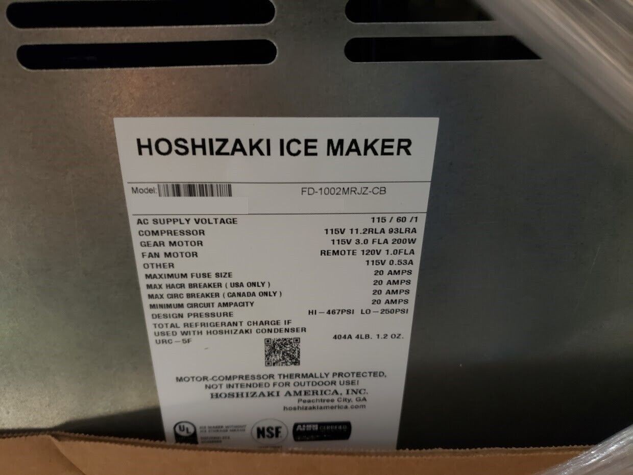 Hoshizaki FD-1002MRJZ-CB Cubelet Style Remote Air Cooled Ice Maker *Head Only*