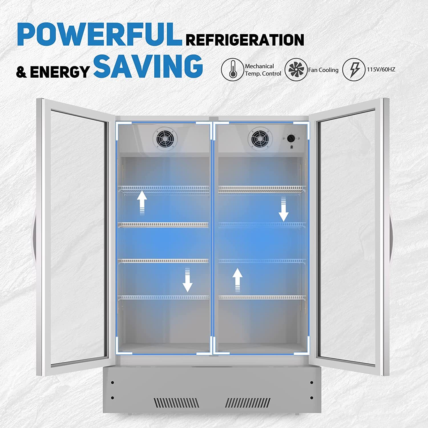Commercial Merchandiser Cooler 2 Door Refrigerator NSF ETL 40″ x 25″ x 79″ New