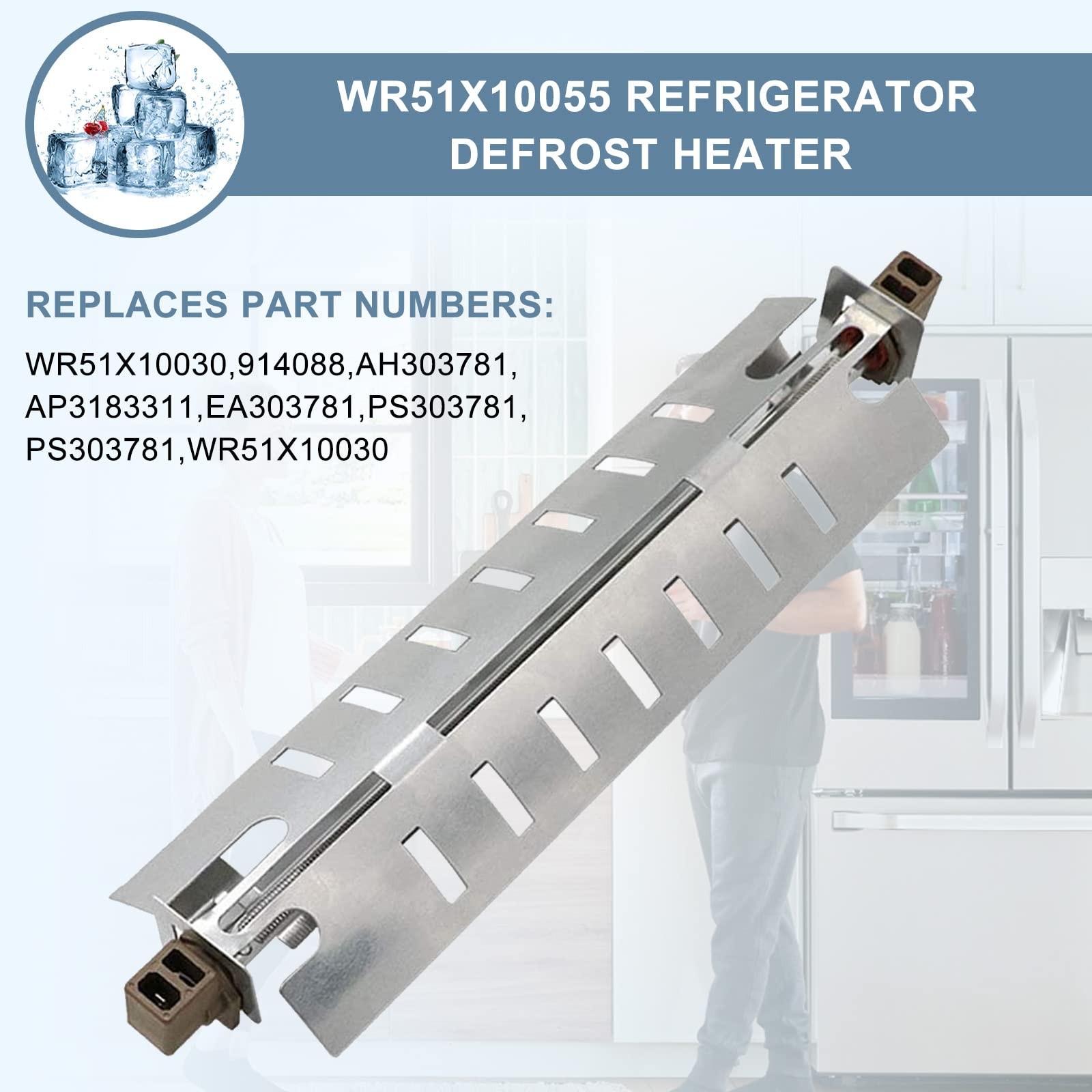 AMI PARTS WR51X10055 Refrigerator Defrost Heater Kit, Temperature Sensor…