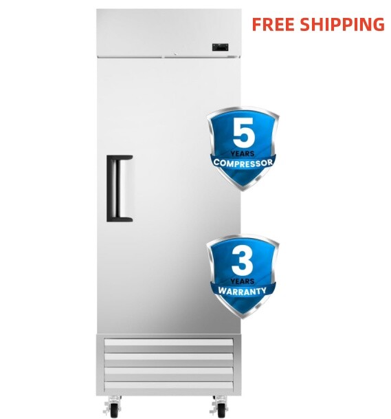 NEW Commercial Stainless Steel Reach-In Freezer Single Door Restaurant 23 Cu.Ft