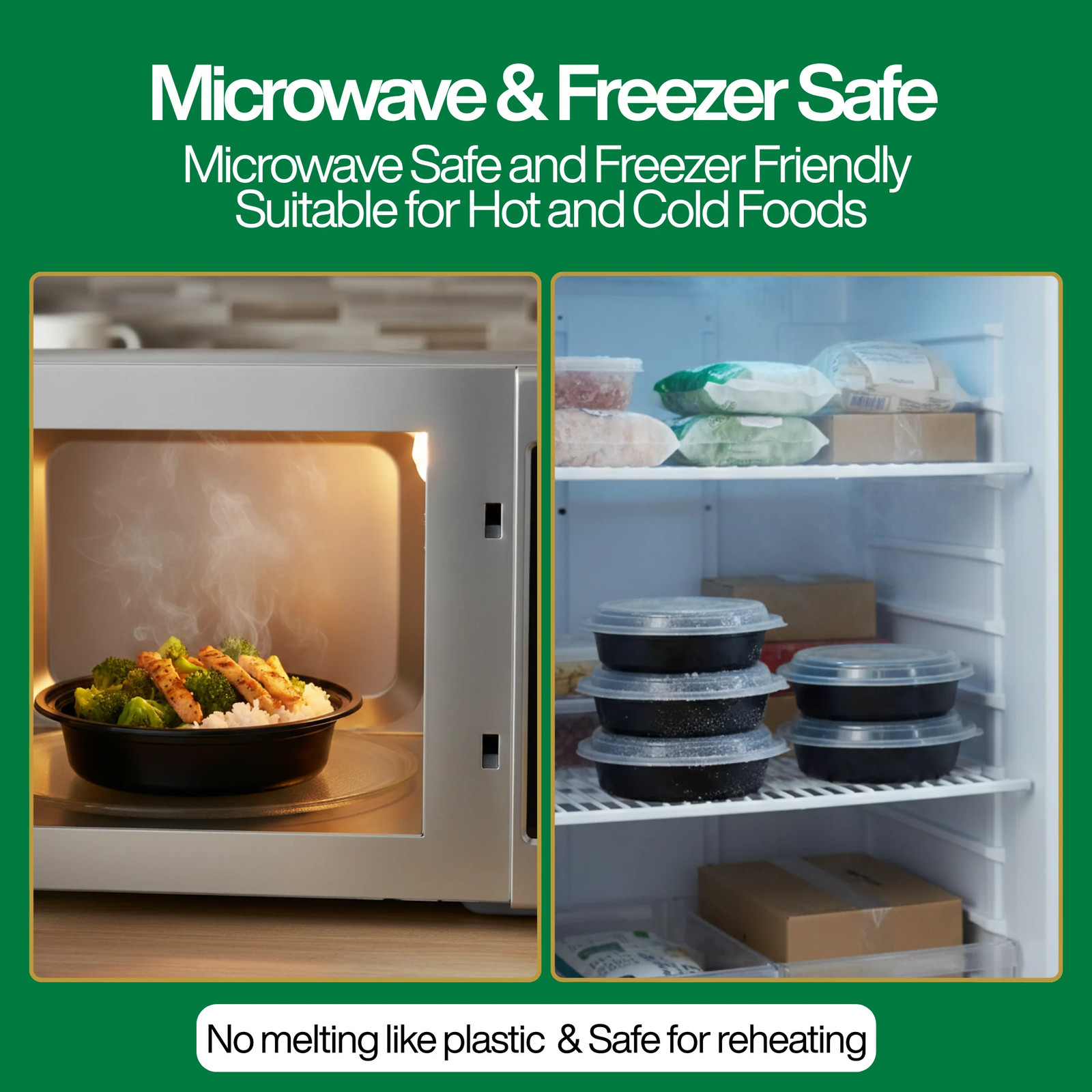 24oz Round Microwaveable Container with Lid, 150 Sets (50/6)