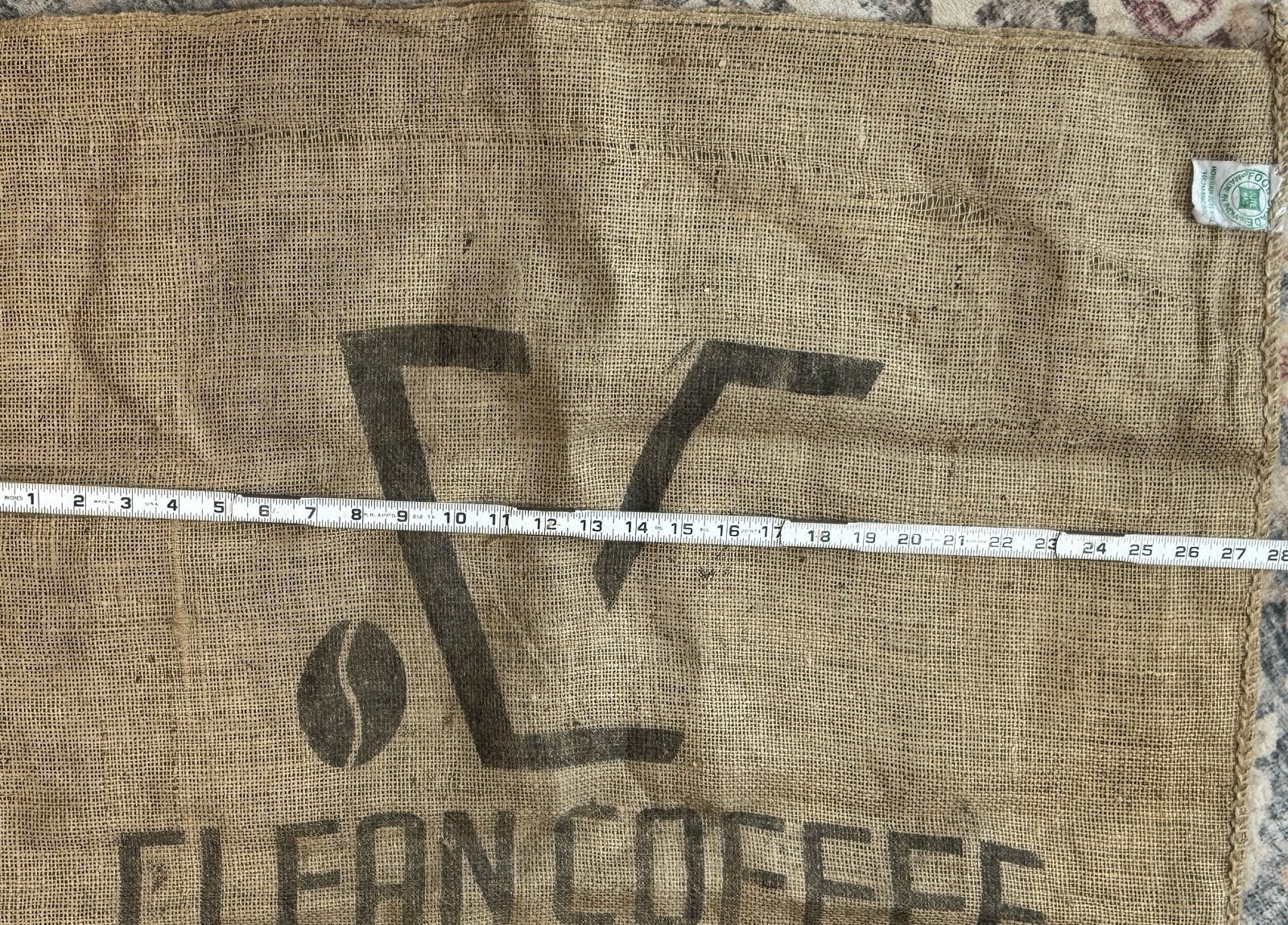 Vintage Guatemala Coffee Burlap Sack Clean Coffee 150 LBS Rustic Farmhouse Decor