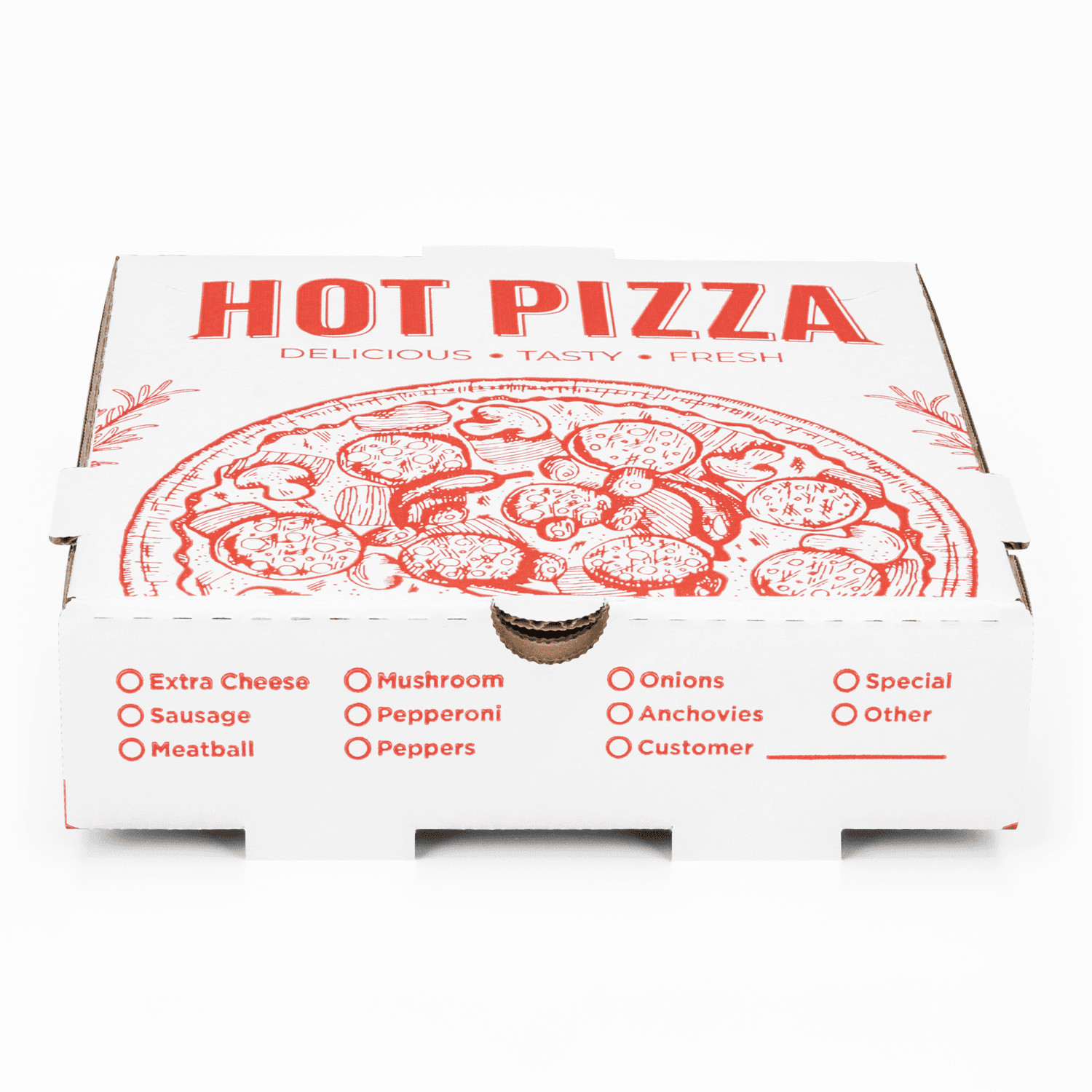 Karat Corrugated Pizza Box, 8»x8»x2», Generic Print – 50 pcs, FP-PBF08WG