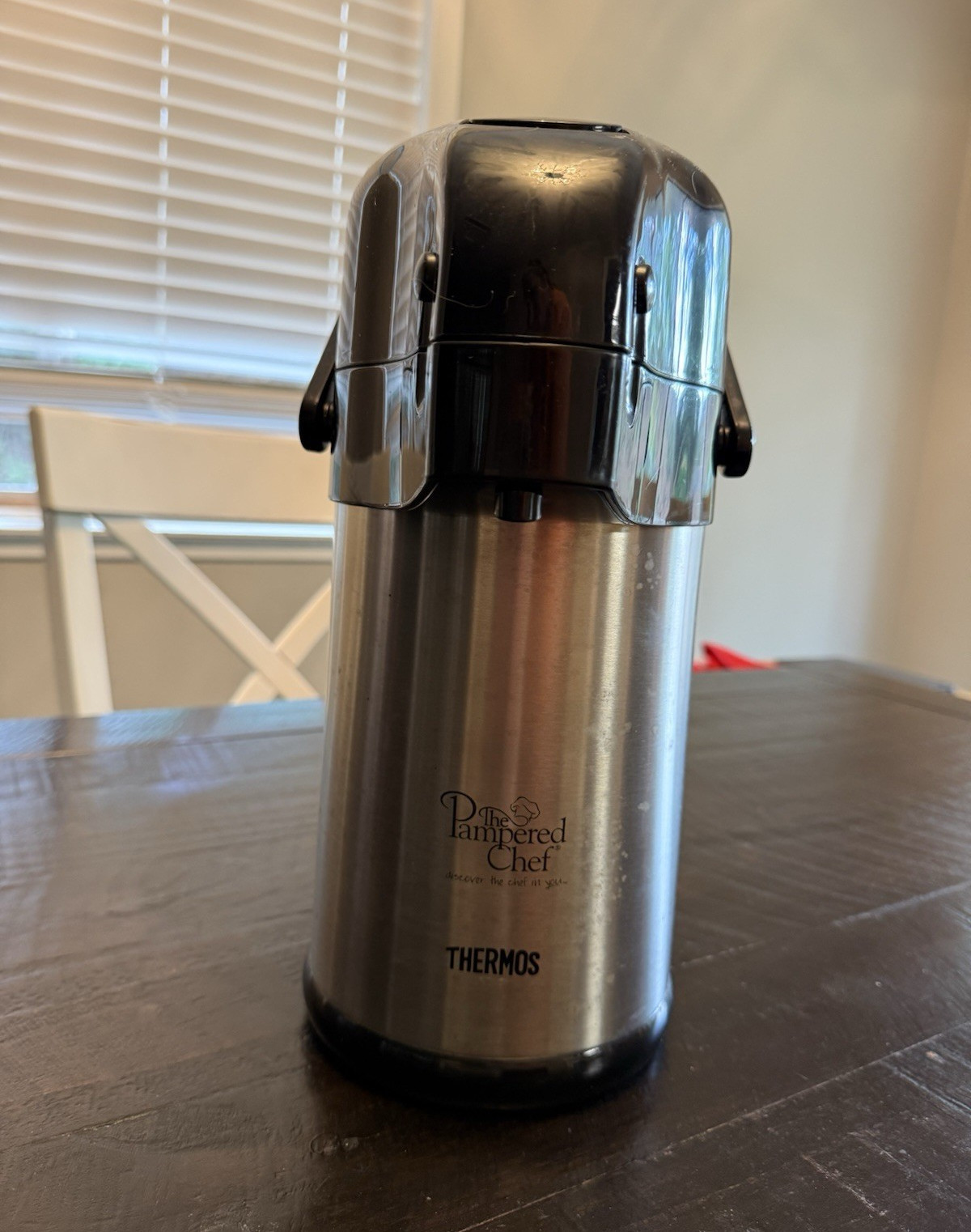Thermos The Pampered Chef Stainless Steel Airpot Lever Coffee Beverage Dispenser