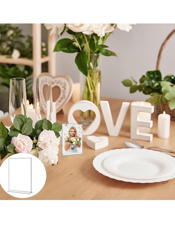 Mini Acrylic Sign Display Holder 4×6″, Slant Back Name Tag Vertical 24pcs