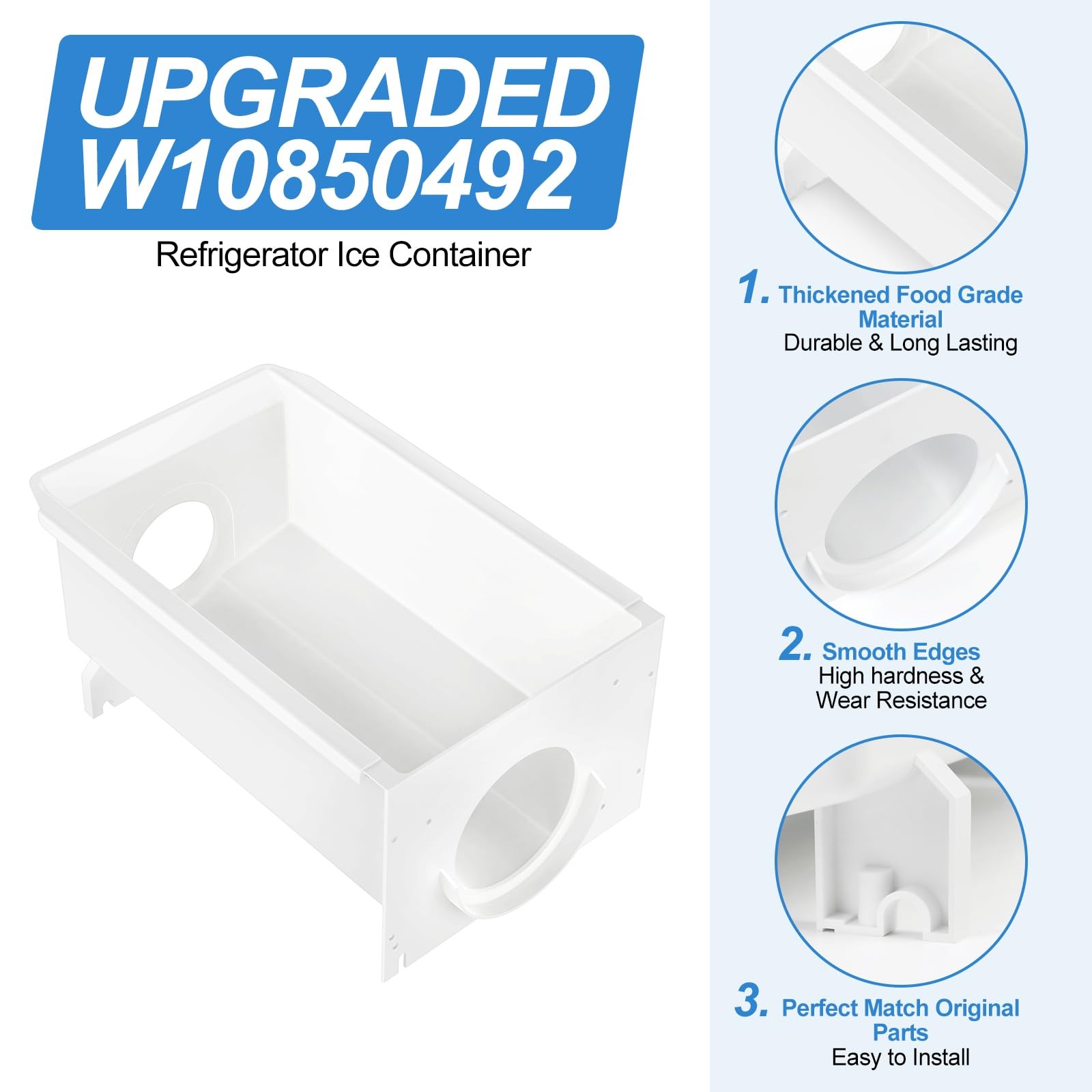 Upgraded W10850492 Refrigerator Ice Bucket Compatible with Whirlpool Kenmore…