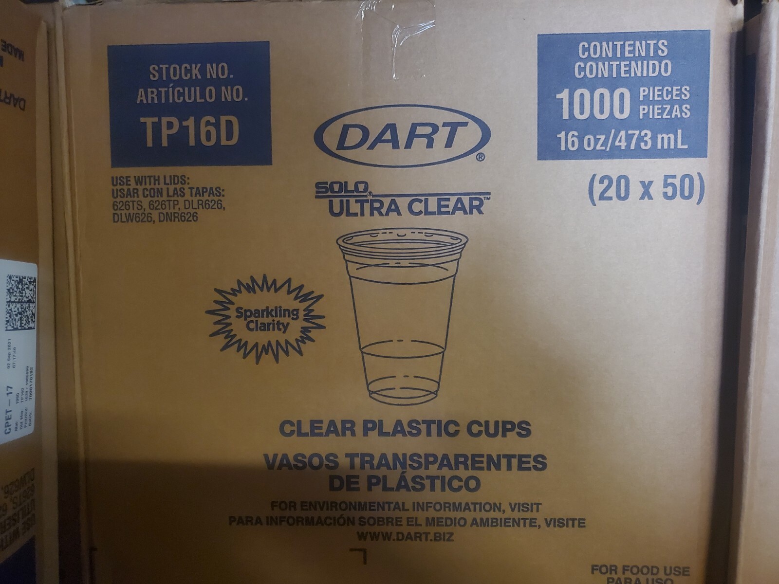 16oz Clear Plastic Cup With Lid