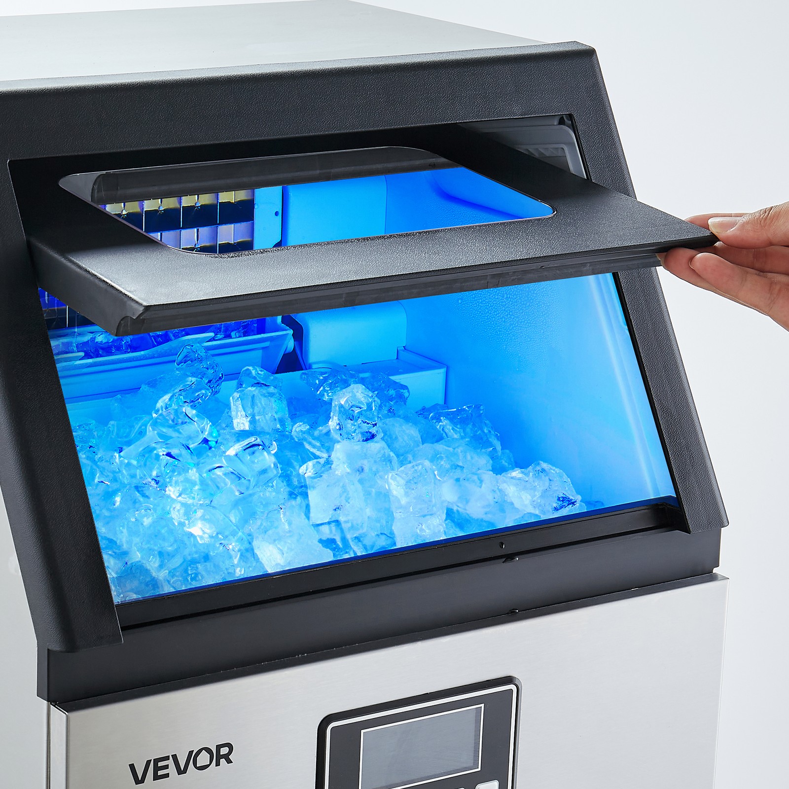 VEVOR Commercial Ice Maker 100lbs/24h Ice Machine 28Lbs Storage Bar Restaurant
