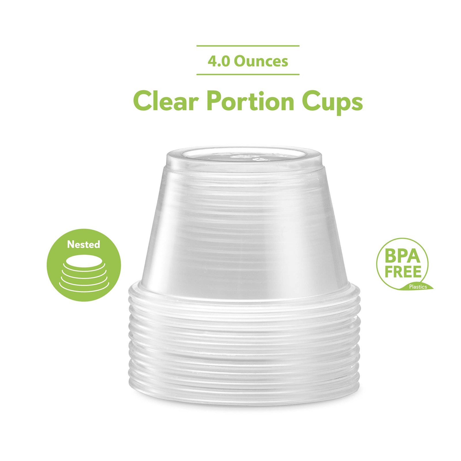 {4 oz,200 Cups} Clear Diposable Plastic Portion Cups No Lids, Small
