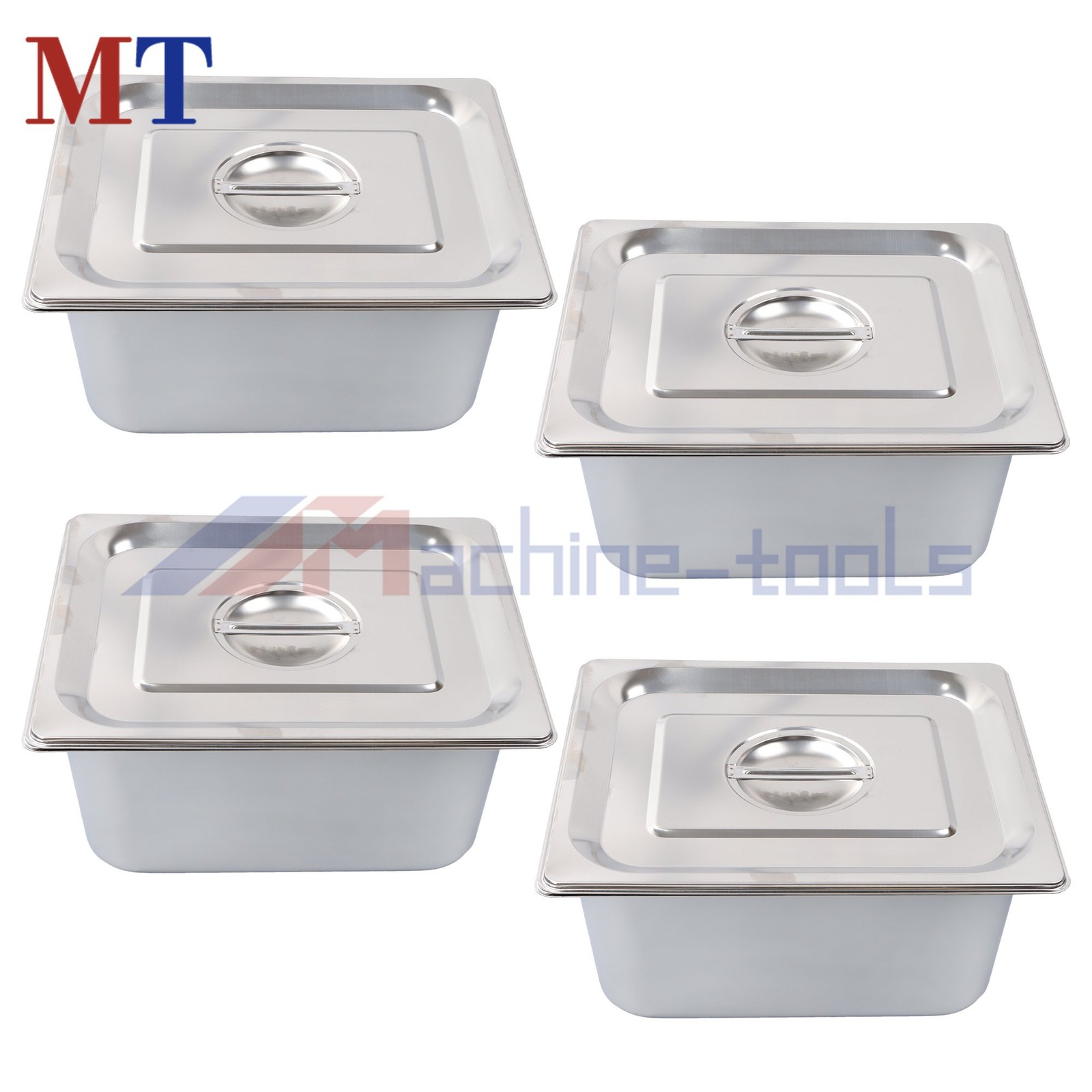 Durable Stainless Steel 1/2 Size Steam Pan Set, 4-Pack 6 Inch Deep