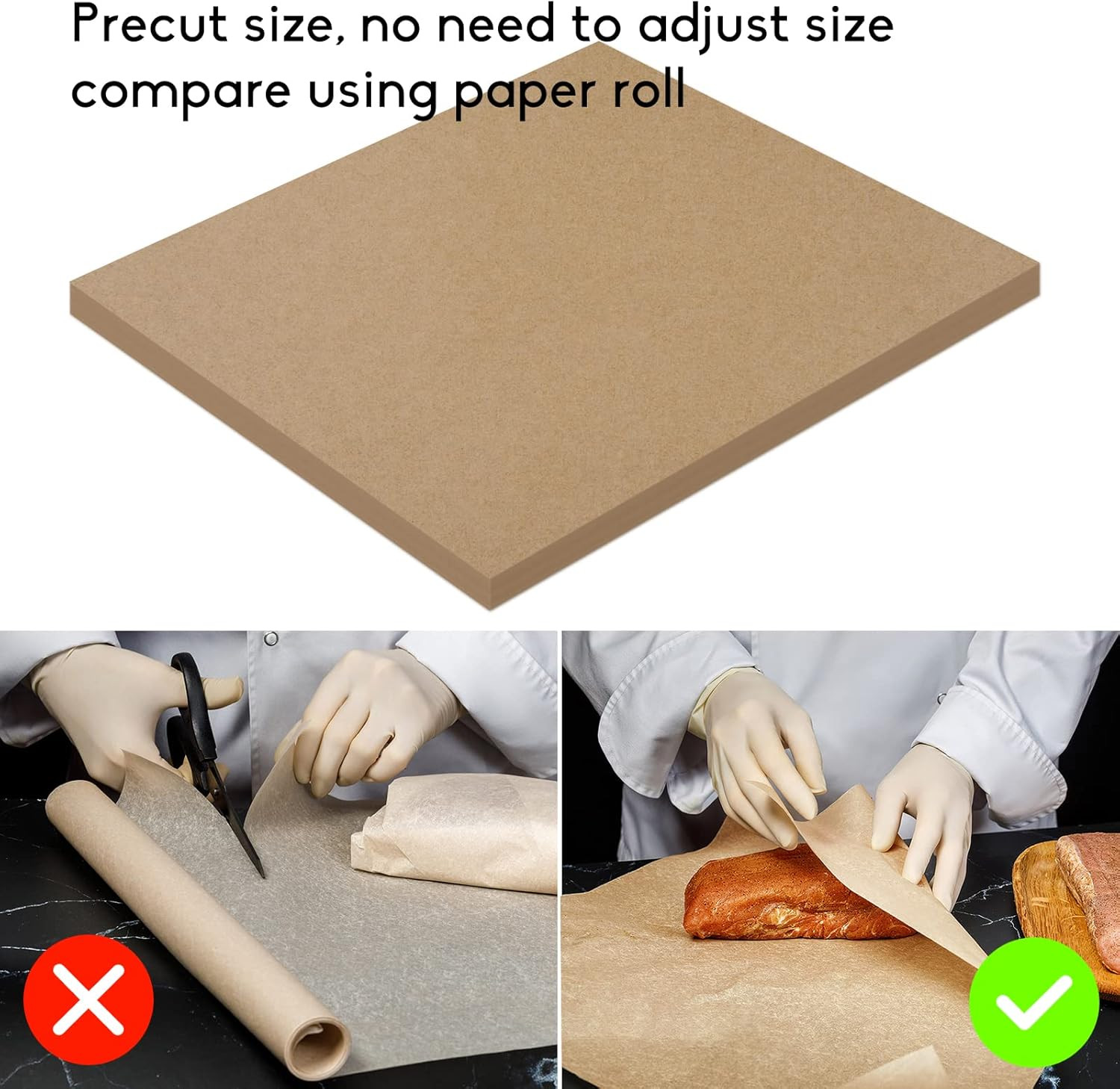 NEBURORA 60Pcs Brown Butcher Paper Sheets No Wax Disposable Paper – 12 X 12 Inch