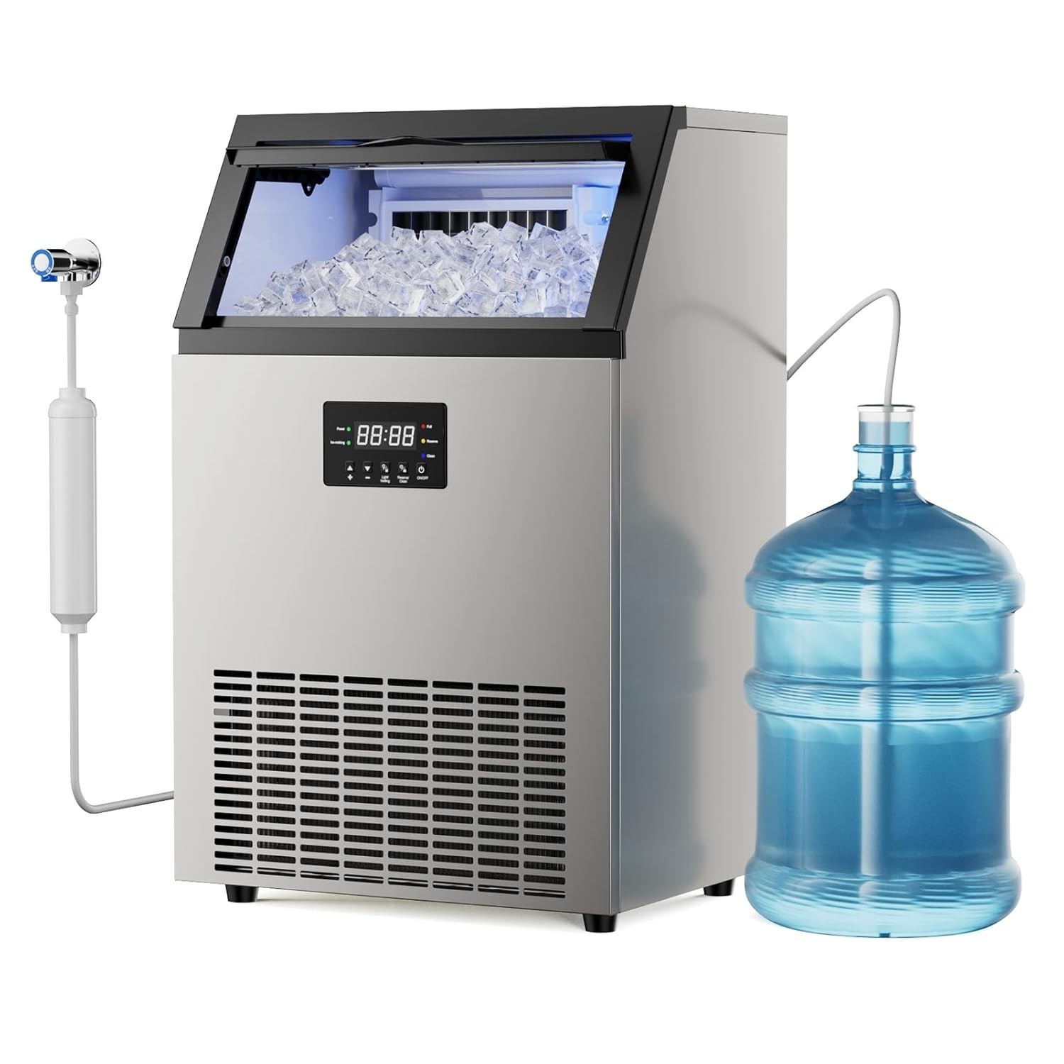 200Lbs Commercial Ice Maker Bar Restaurant Ice Cube Machine with 45lbs Storage