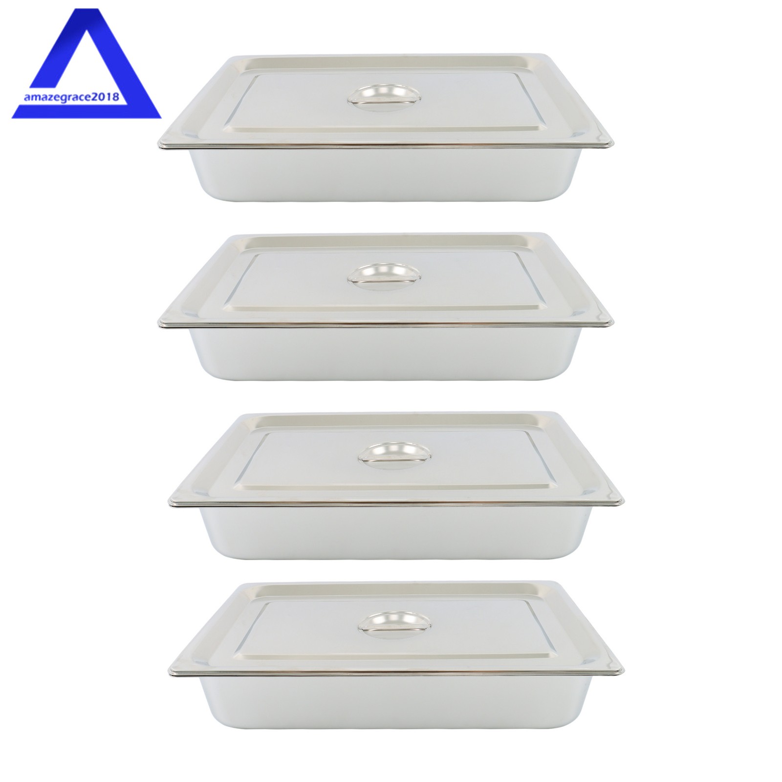 Steam Table Hotel Pans Full Size 4″ Deep 4Pcs Stainless Steel Metal Tray