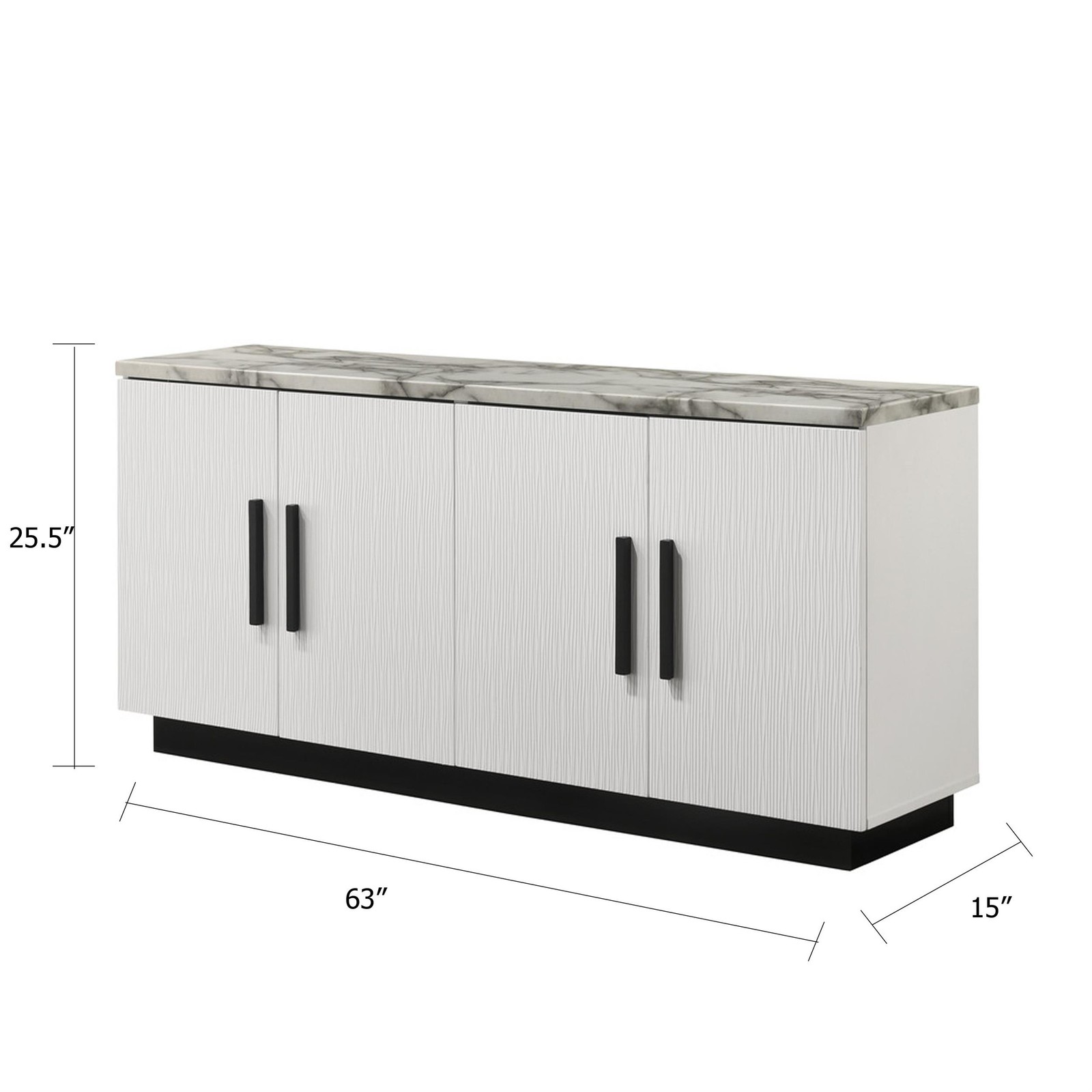 Sda Sideboard Buffet Console- 4 Doors with Adjustable Shelf- White 63 Inch