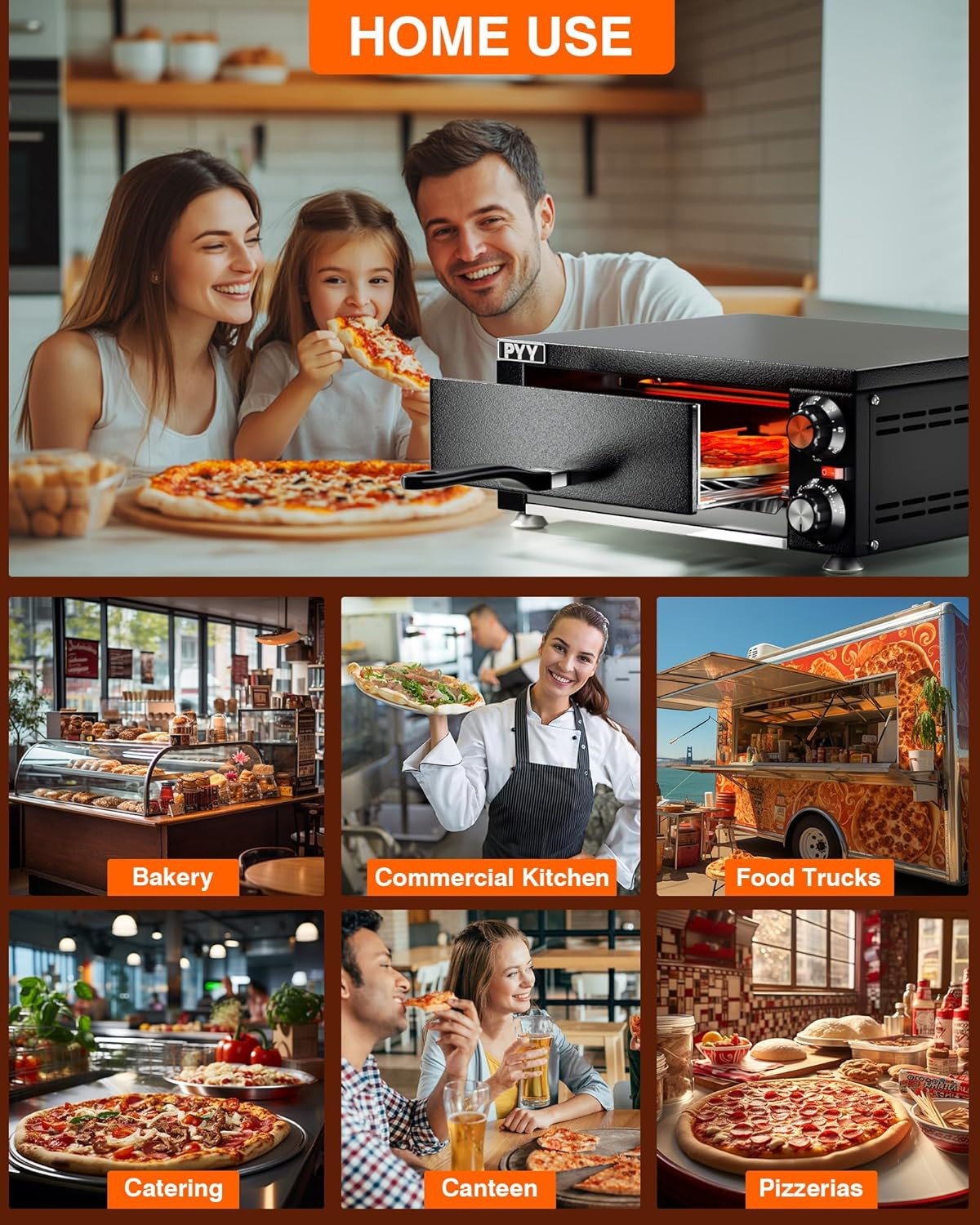 Electric Pizza Oven – Indoor Countertop Pizza Oven 1100W, Commercial Pizza Maker