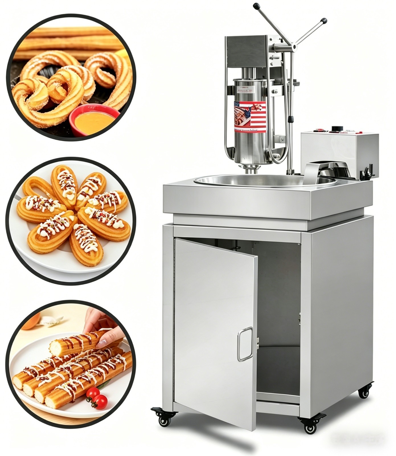 USA Kolice Commercial 220V Churro Making Machine Churrera Churros Maker 5 nozzle
