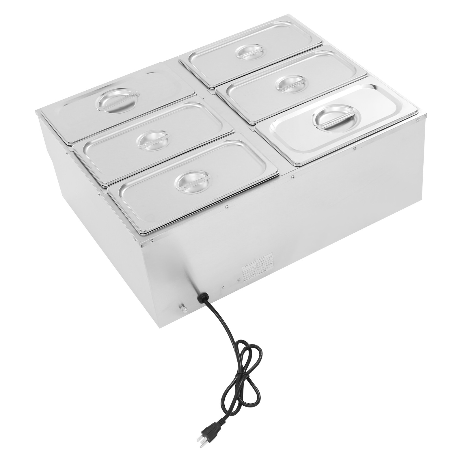 Stainless Steel Soup Warmer Electric Food Warmer 6-Pan Commercial Food Warmer