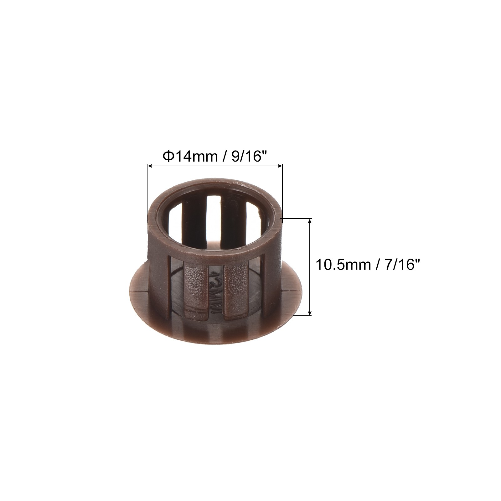 32Pcs 14mm Brown Nylon Plastic Round Locking Hole Plugs Insert End Cap