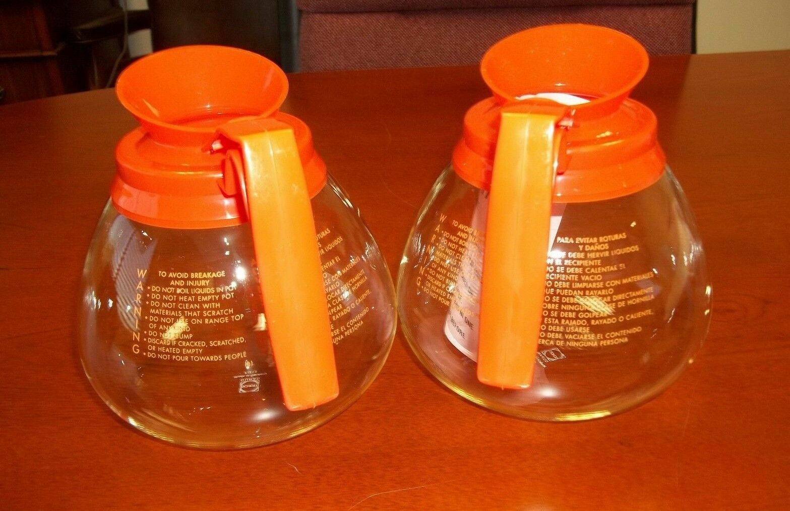 2 Pk – 64 oz. Commercial Coffee Pot/Carafe/Decanter- Decaf Orange NEW For BUNN