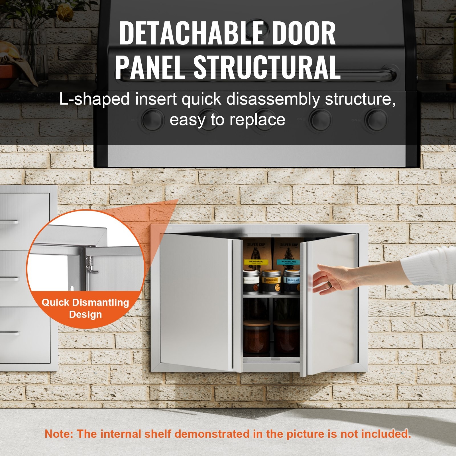 BBQ Access Door, 28W x 19H Inch Double Outdoor Kitchen Door, Stainless Steel Flu