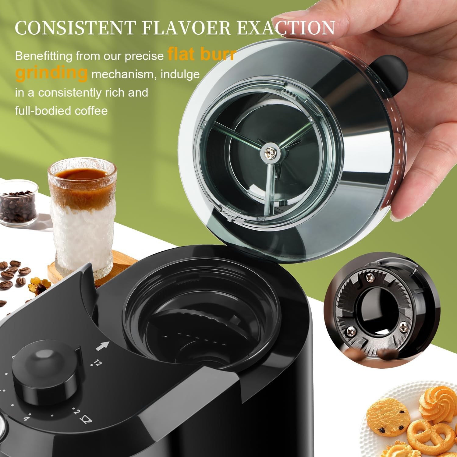 Wancle Electric Burr Coffee Grinder – Adjustable with 28 Precise Grind Settings