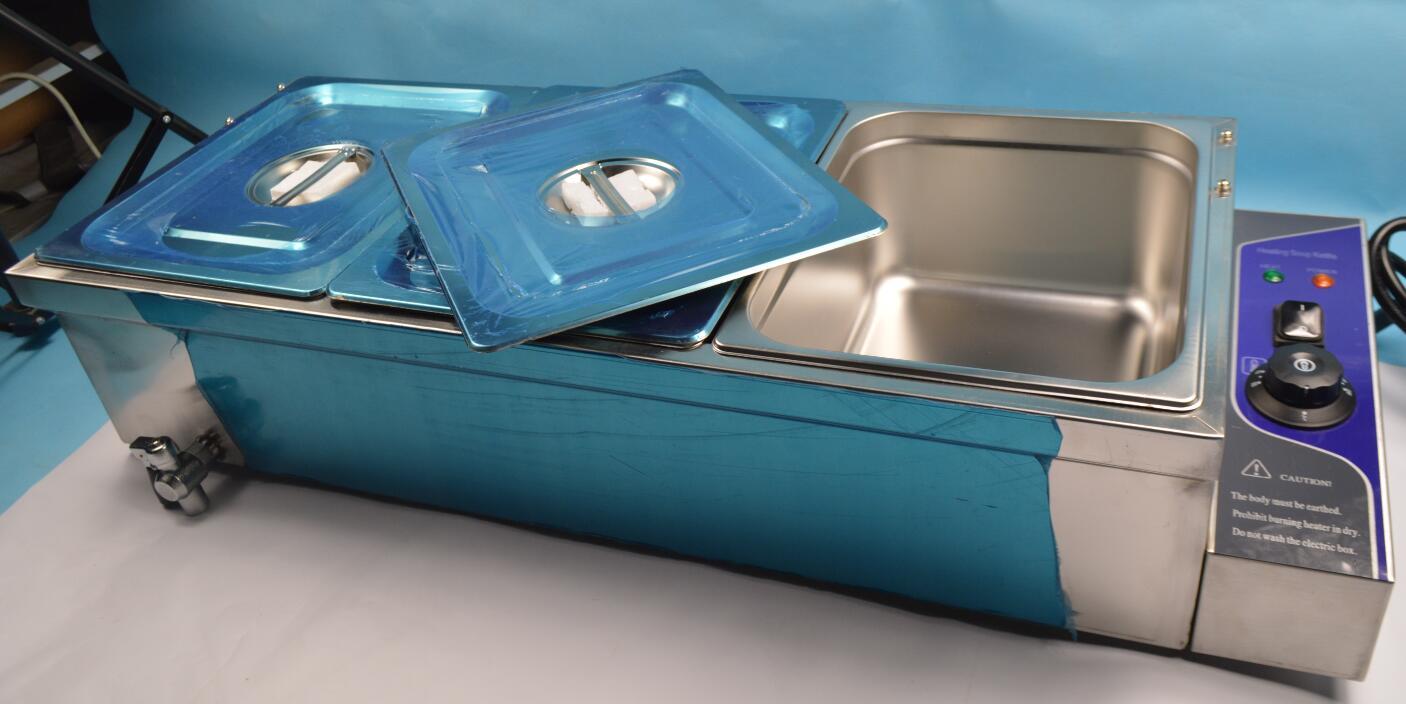 3 Pots Counter top Food Warmer 6″ Deep 1/2 size Pan Bain Marie Steamer 1500W