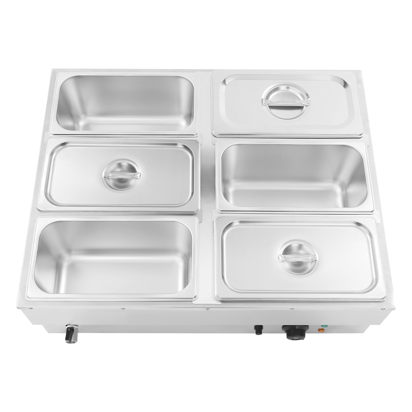 Stainless Steel Soup Warmer Electric Food Warmer 6-Pan Commercial Food Warmer