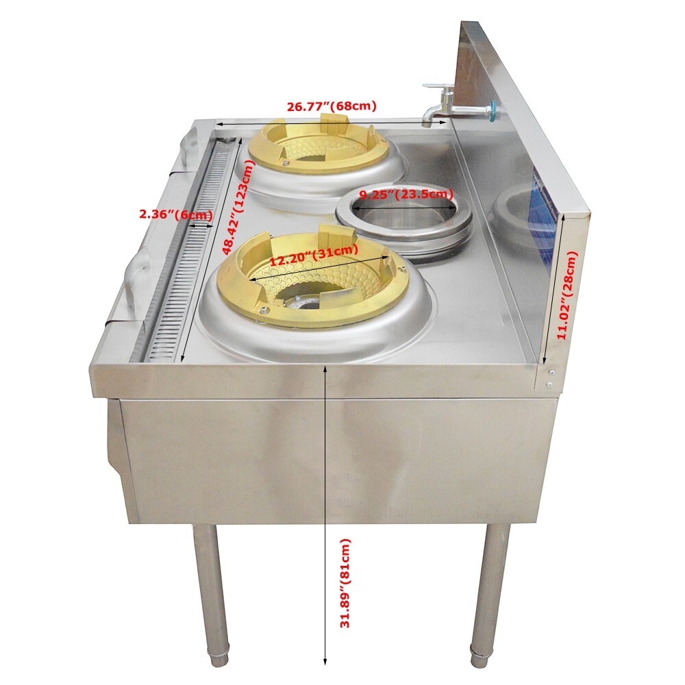 110V Commercial LPG Stove Liquefied Petroleum Gas Stove Natural Gas Cooktop