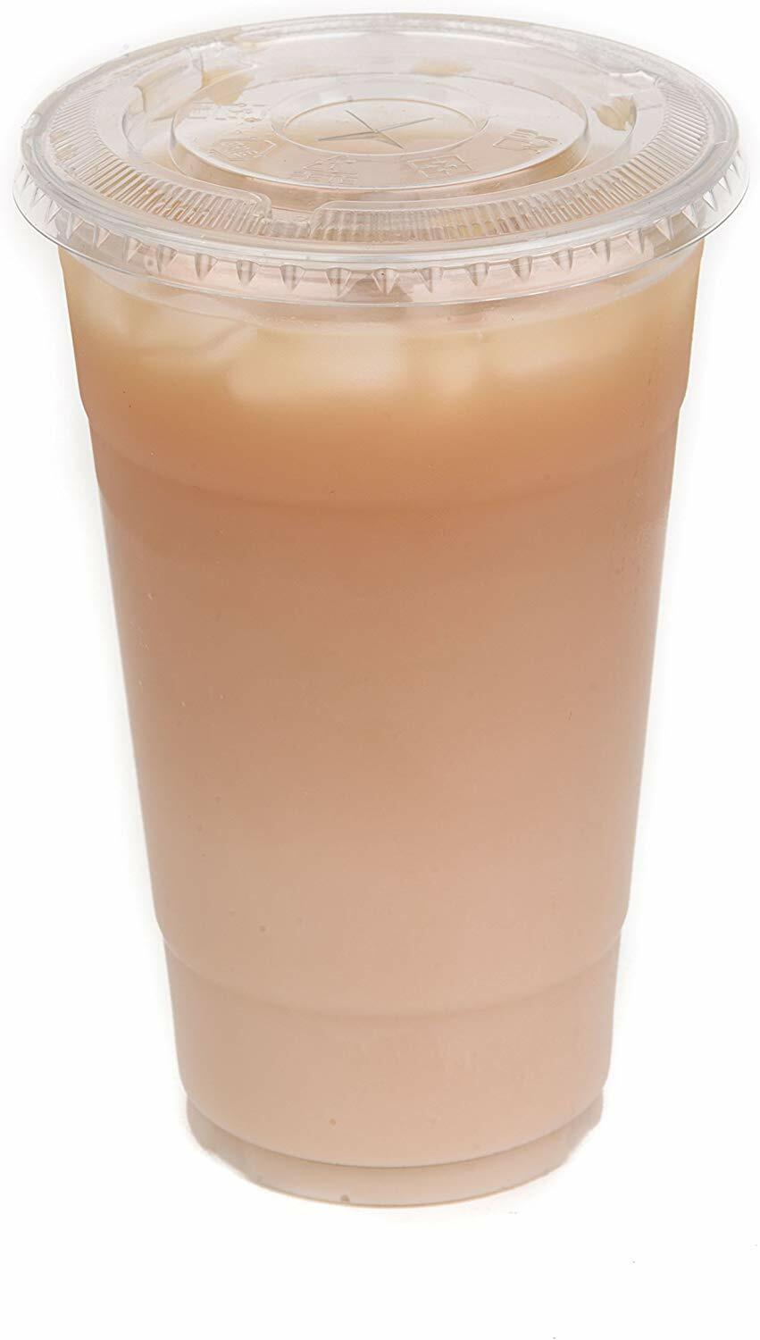 100 Pack – Ultra Clear Flat Plastic Cold Cup Lids For, 12-16-20-24 Ounce Cups