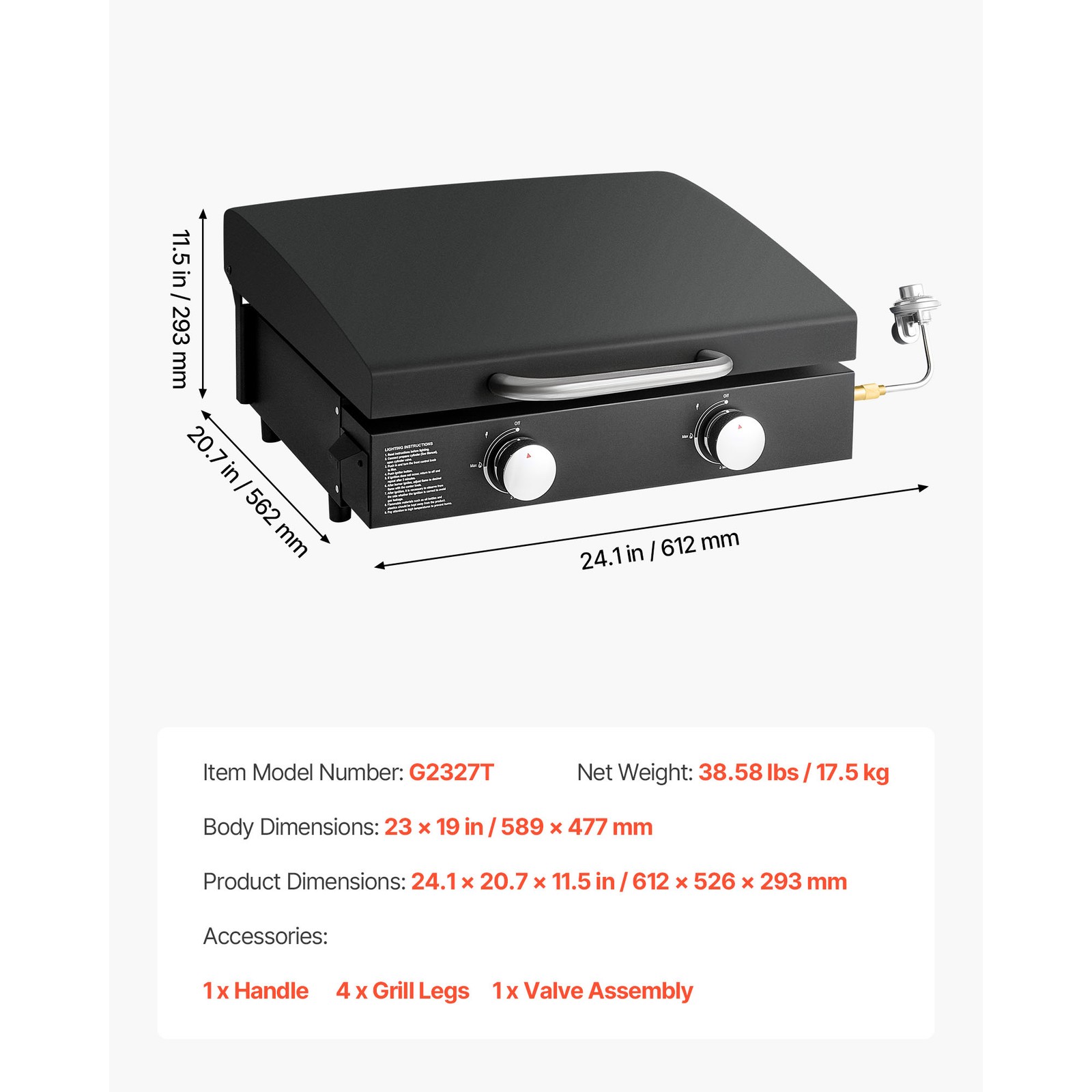 Uimoso 22-Inch Portable Propane Gas Griddle with Dual Burners and Lid