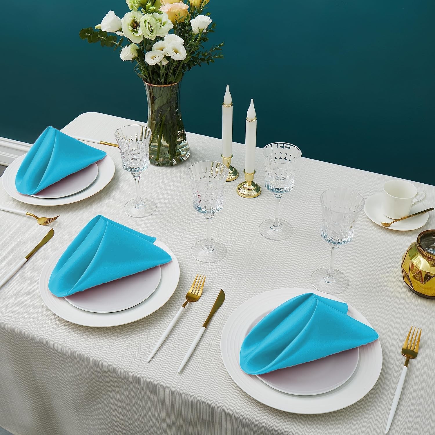 Mds Pack Of 100 Satin Napkin Square 12 X 12 Inches Sliky Smooth Dinner Table