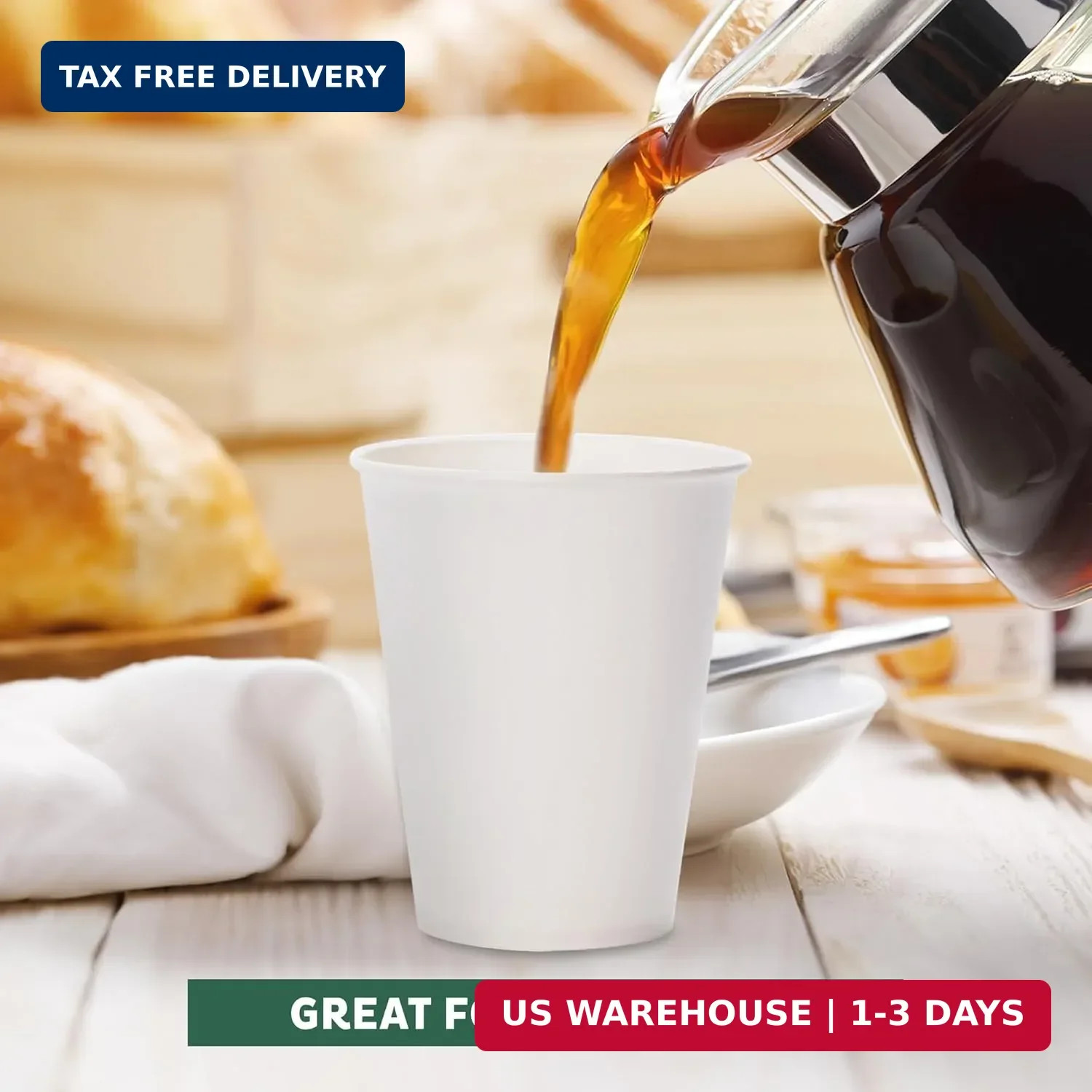 Freshware Coffee Cups 16 oz [100 Pack] Disposable Paper Cups for Hot or Iced Cof