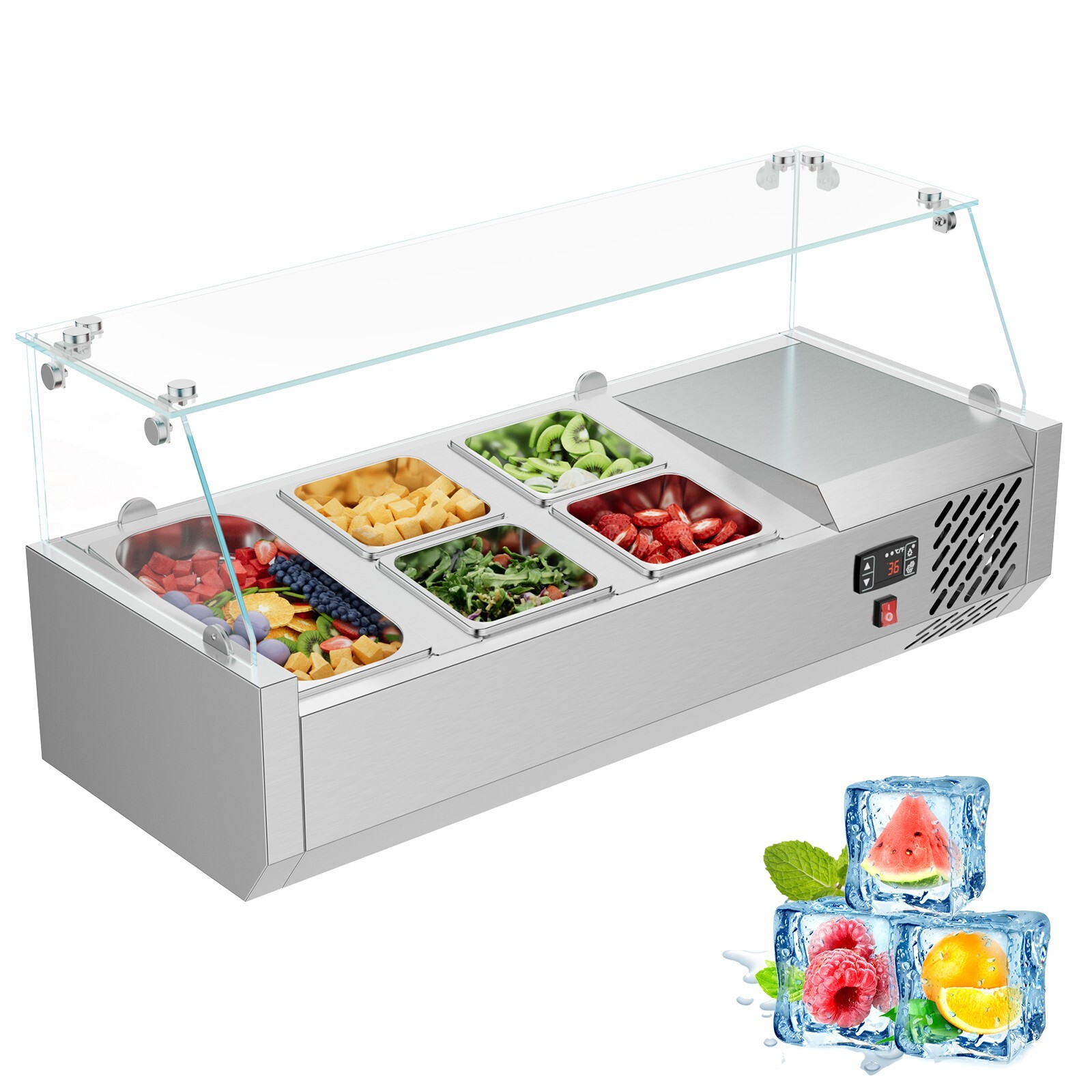 40 inch Commercial Bar Prep Sandwich Salad Pizza Refrigerator Prep Table 5 Pans