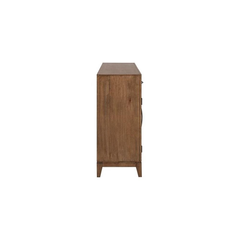 Pemberly Row Dining Buffet with Picture Frame Molding and 4 Doors in Brown