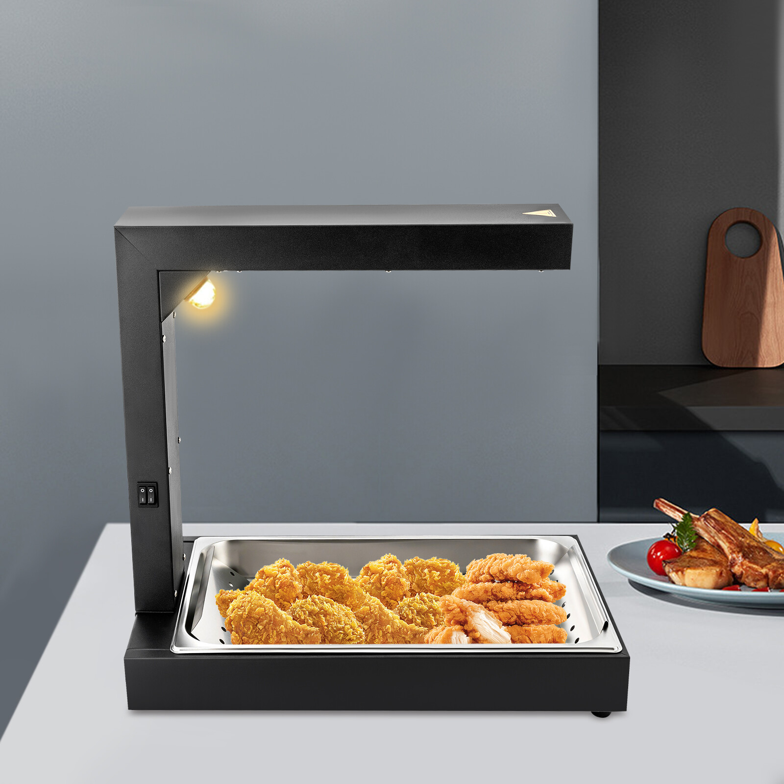 Commercial French Fry Food Warmer Fryer Dump Station Heat Lamp Stainless Steel